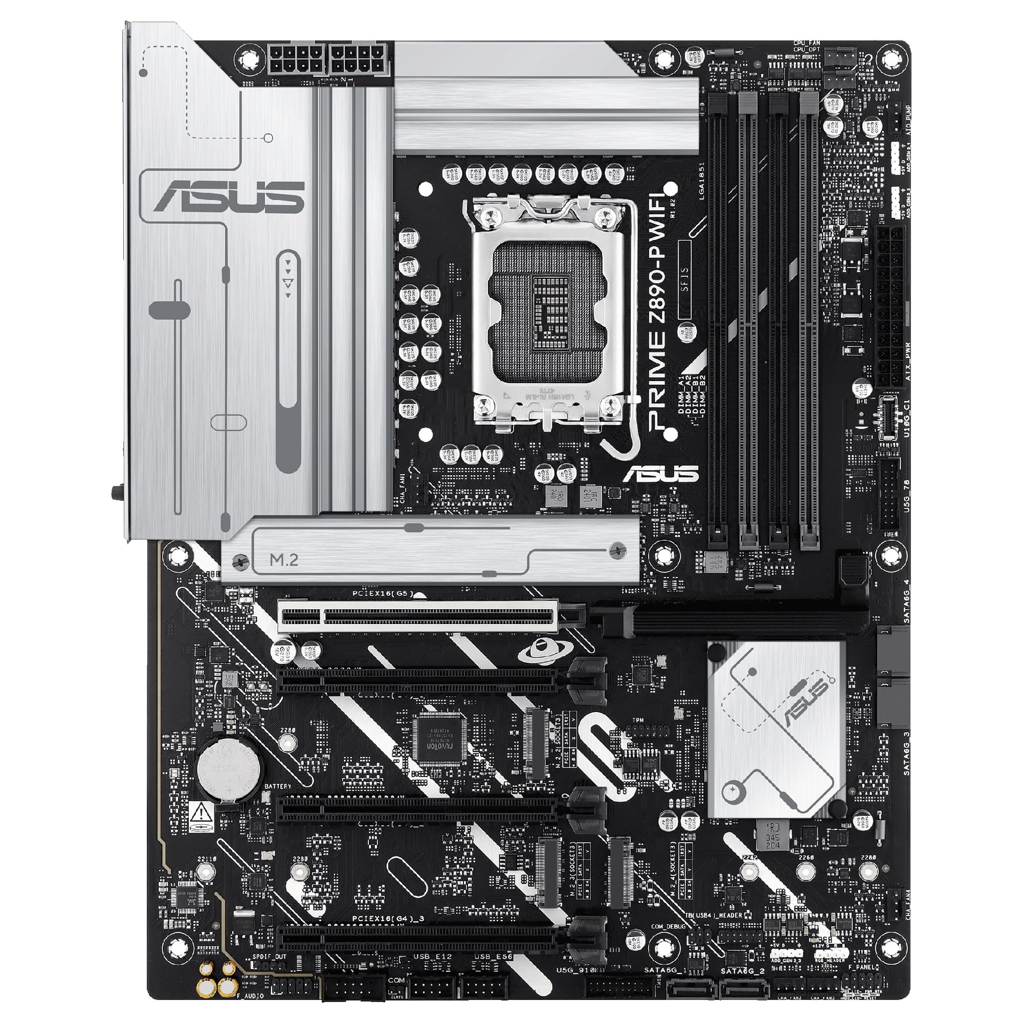 ASUS Prime Z890-P WiFi - Placa Base ATX, 14+1+2+1 (80A) etapas de Potencia, DDR5, PCIe 5.0 Compatible con GPU de última generación, Puerto Thunderbolt 4 USB Tipo-C, Wi-Fi 7, Antena Q