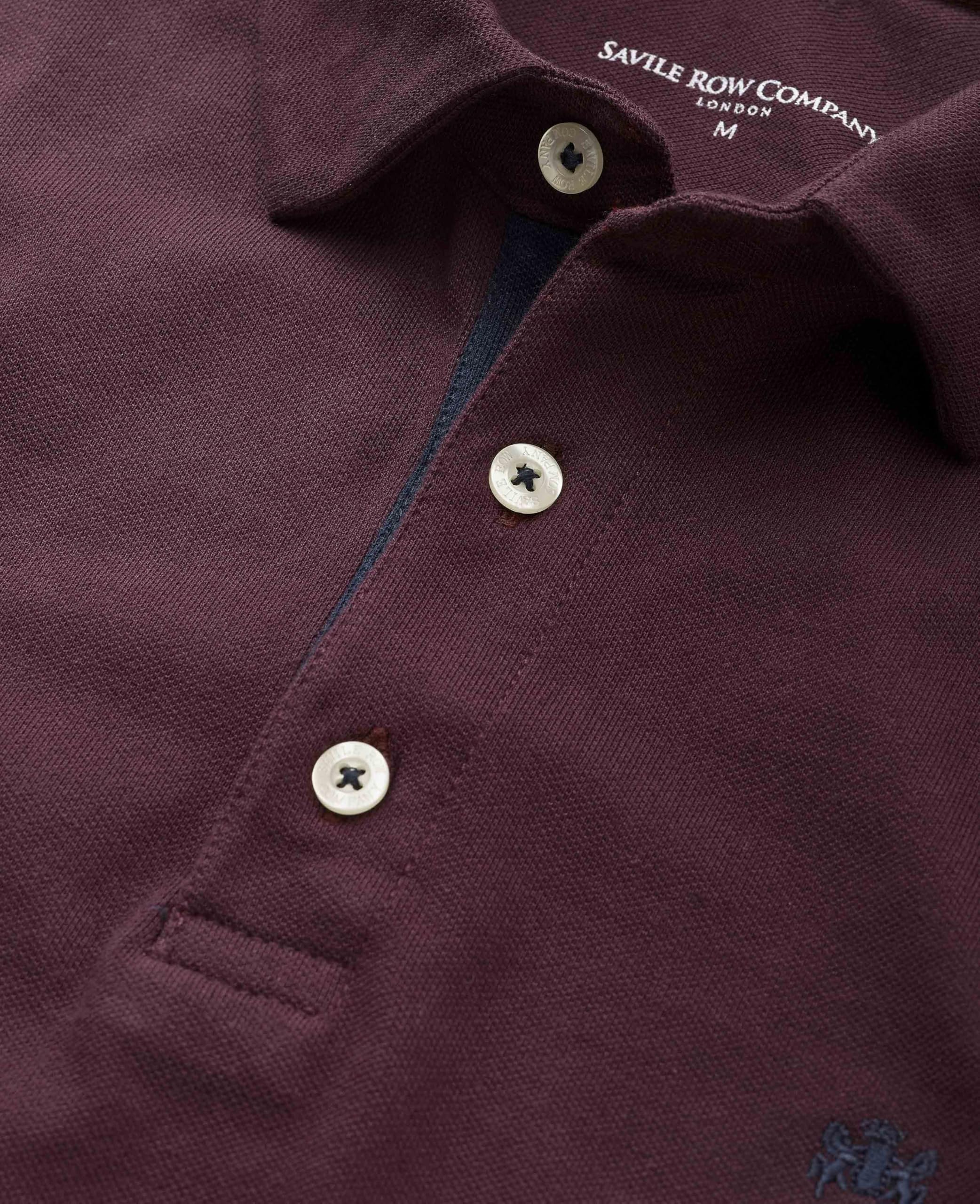 The Savile Row Company London Polo da uomo a maniche lunghe in piqué di cotone dalla vestibilità classica
