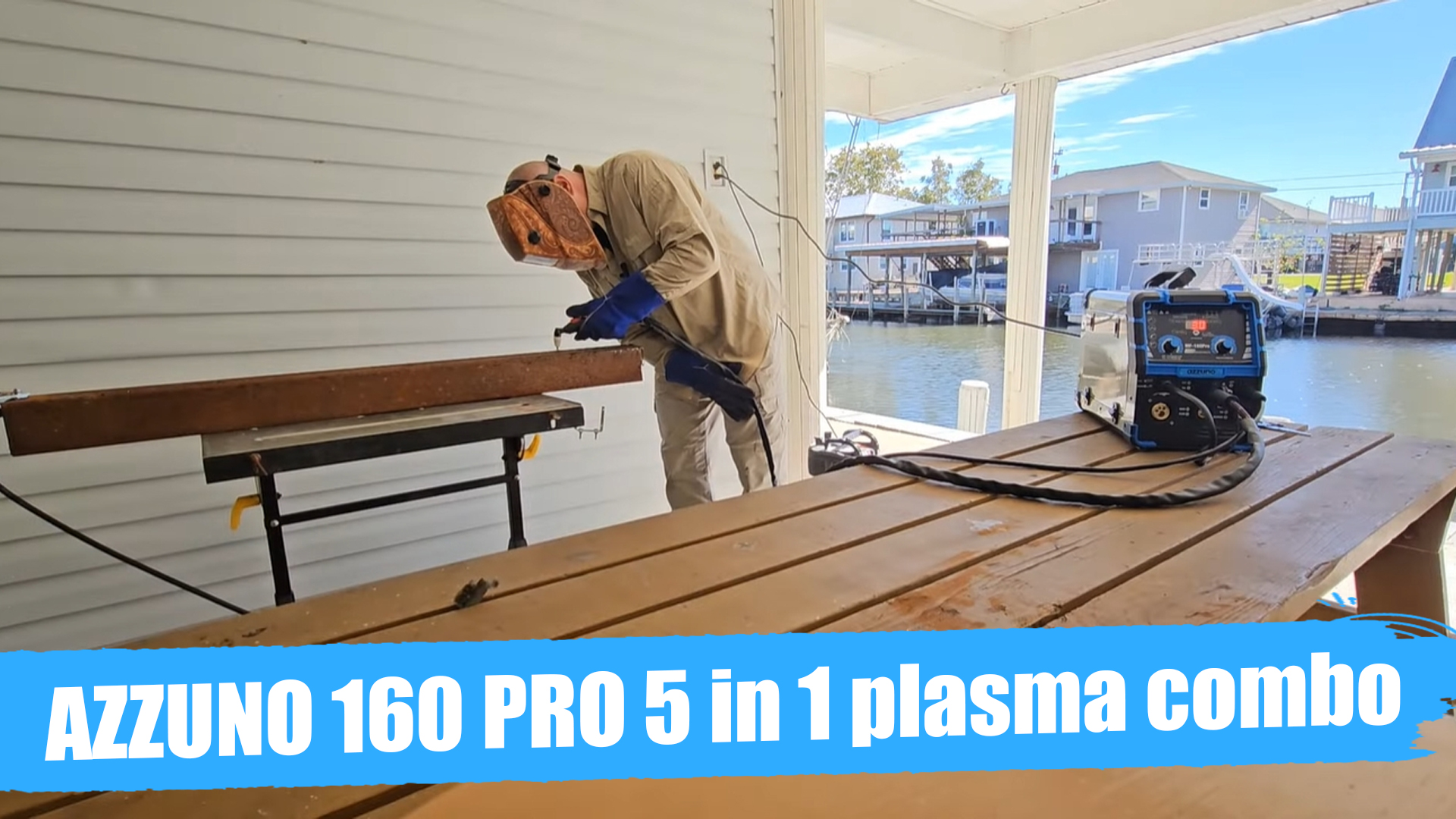 AZZUNO Plasma Cutter Welder Combo 160A, 5 in 1 Plasma Cut/Gas MIG