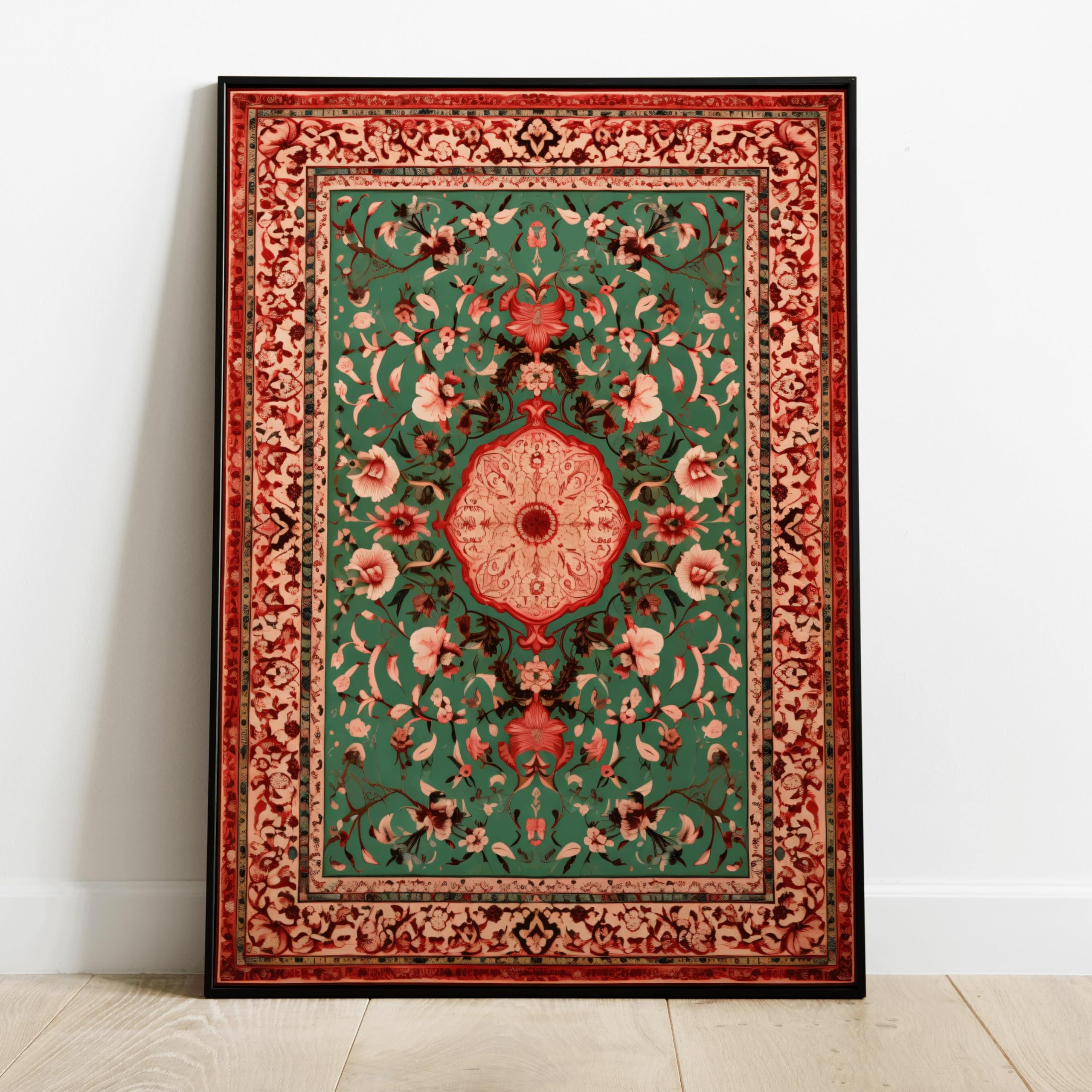 Beautiful Persian Wallart - Aesthetic Bed Frame Glass Indian Art India Pichwai Wall Decor Print Desi Gift Home Painting Mughal Folk Traditional Poster (10 X 13 Inches)