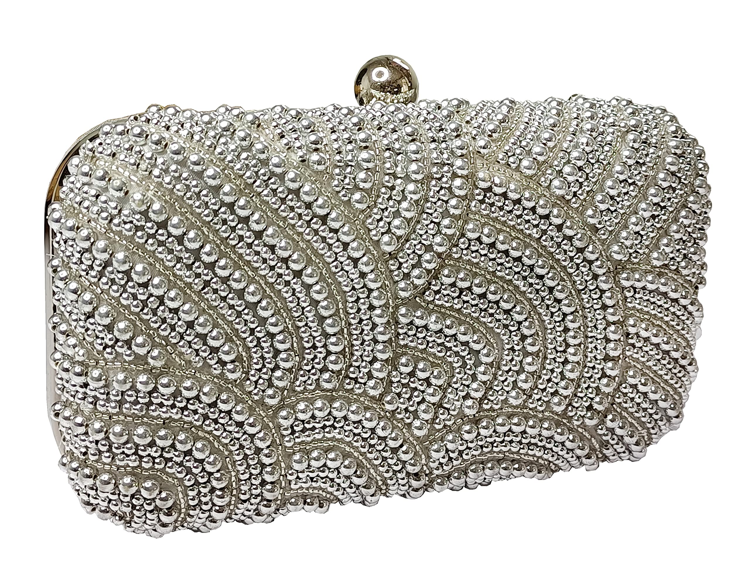 duchess Women's Velvet Pearl Box Clutch with Detachable Chain Sling Strap - Hand Clutch Wallet Purse for Wedding Party, Casual (7 x2x 4 inches)-picture-16