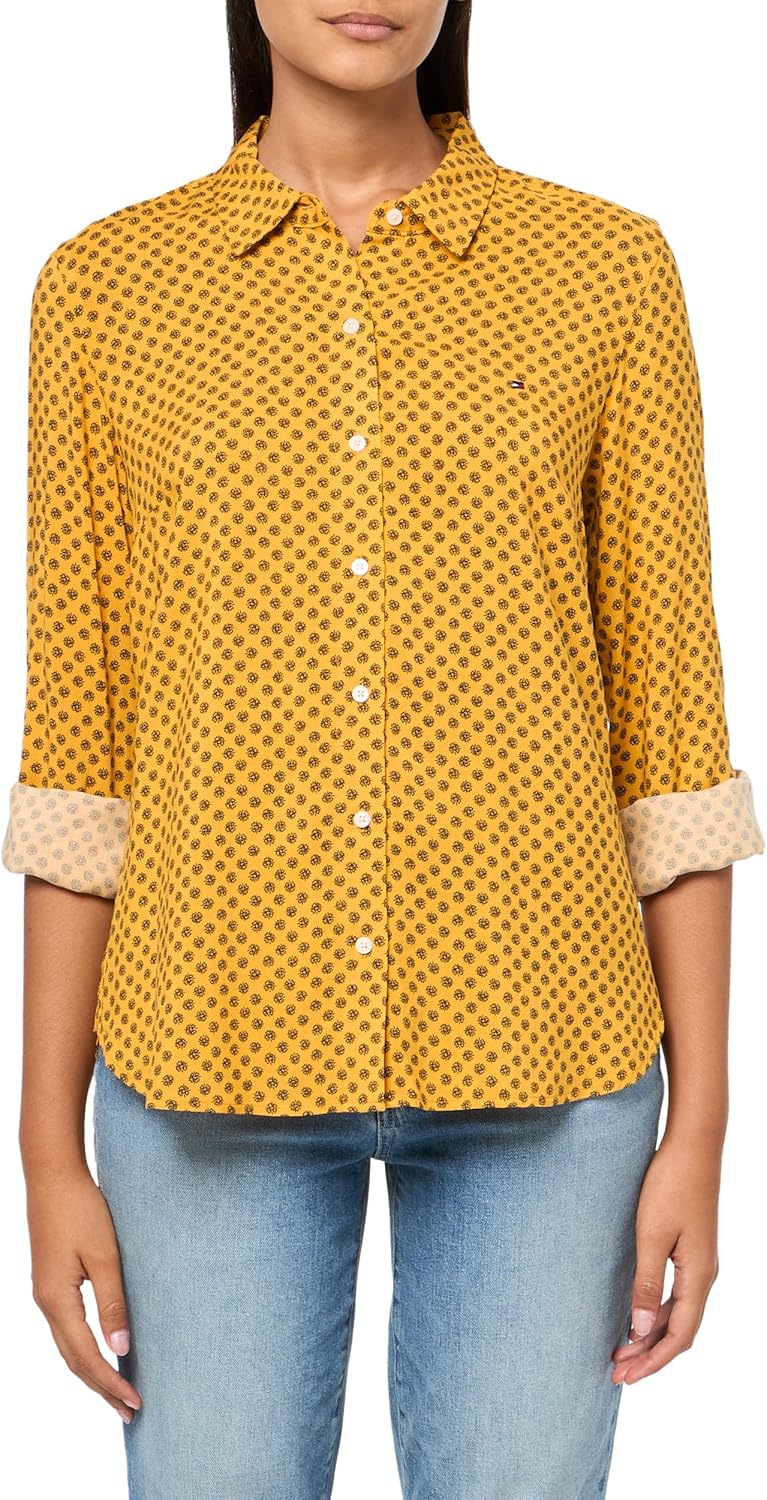 Tommy Hilfiger Womens Collared Long Sleeve Button Up Sportswear Top