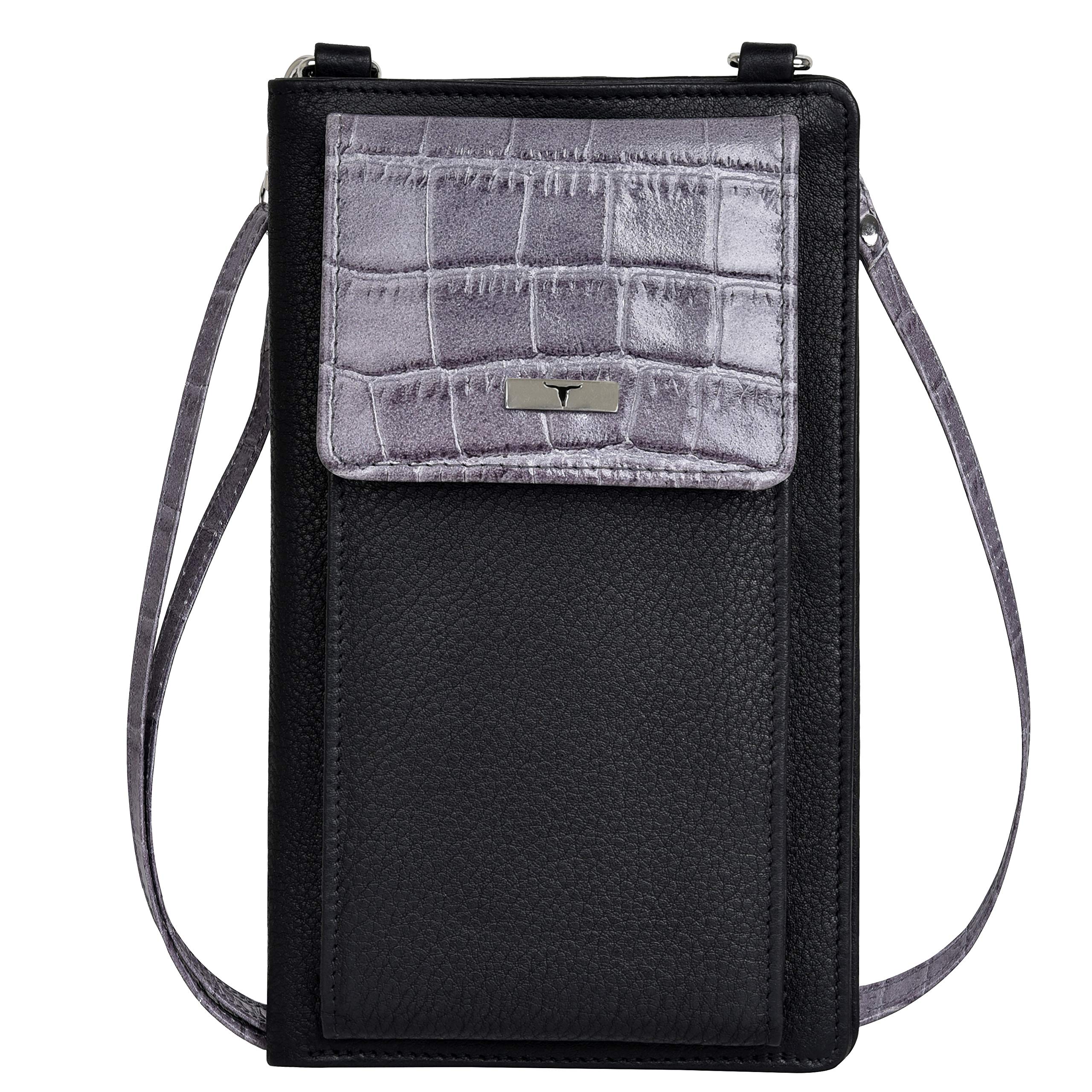 URBAN FOREST Ruby Grey/Black Leather Sling Wallet for Women