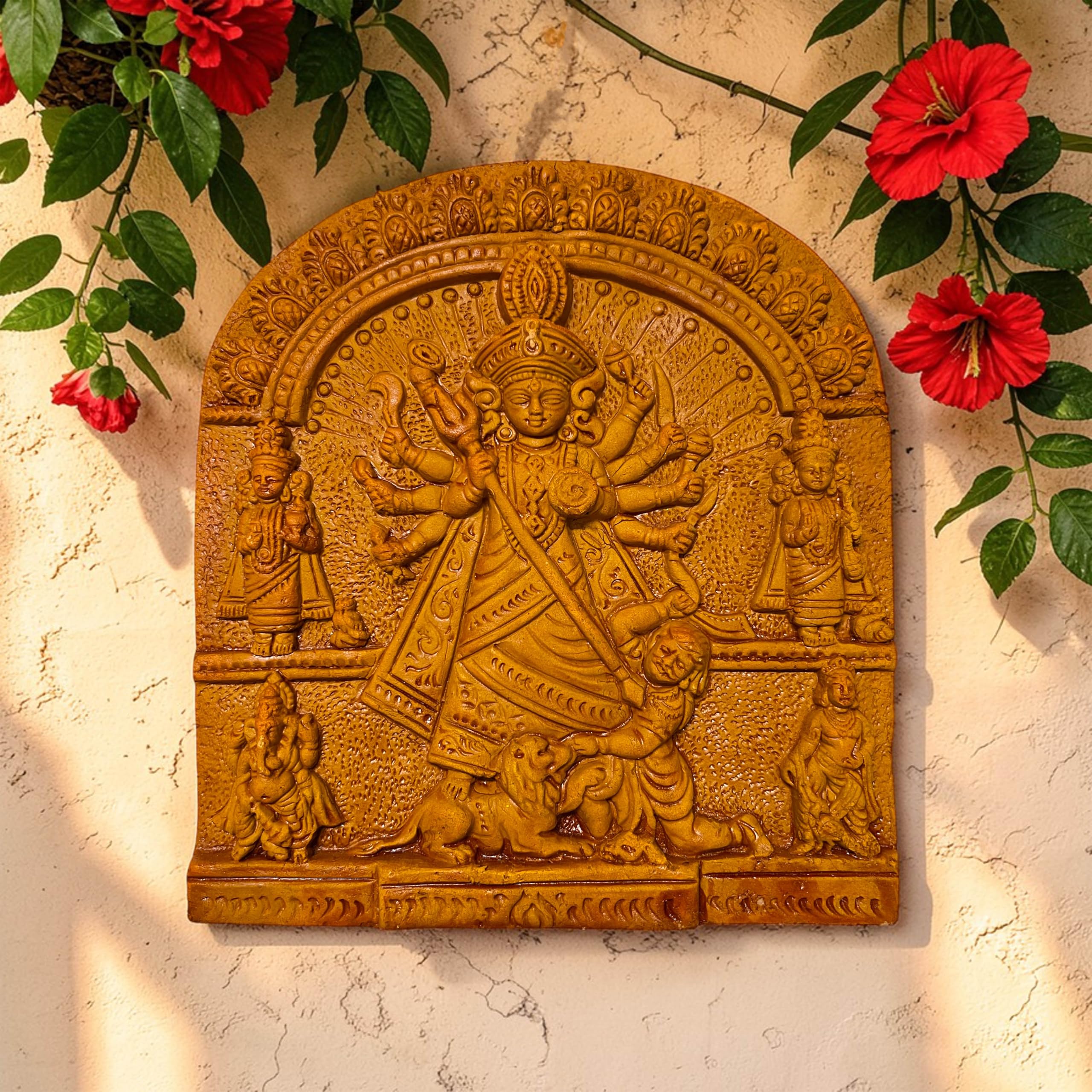 Shiv Parvati Terracotta Wall Hanging - Divine Home Decor -15