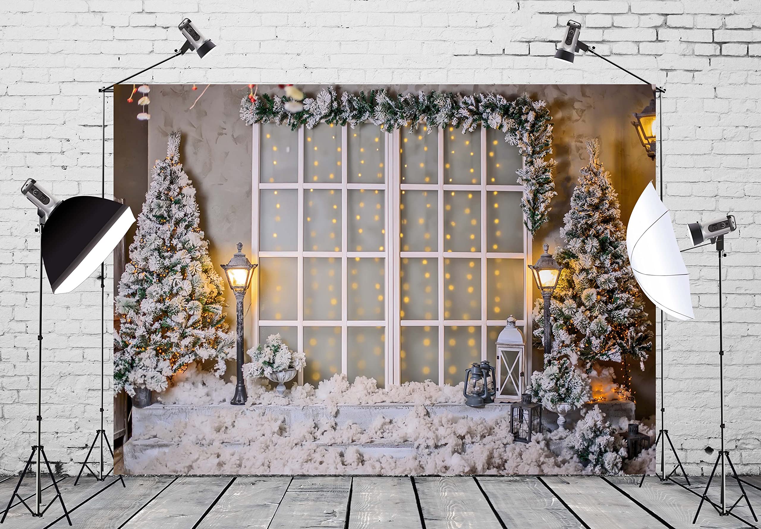 ZTHMOE Weihnachts-Fotohintergrund – Winter Wald Mit Schnee & Weihnachtsbaum, 2,1 X 1,5 M, Aus Polyester