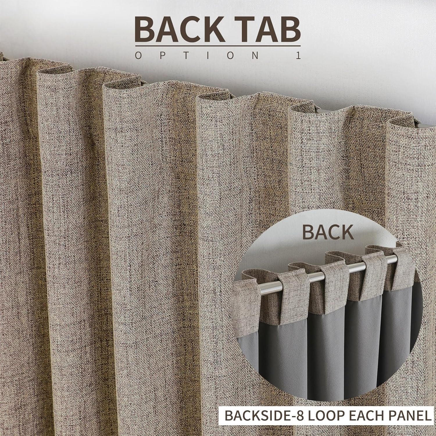 Joydeco Blackout Thermal Lined Curtains 55x96 Inch Drop 2 Panels with Back Tabs & Rod Pocket - Image 3