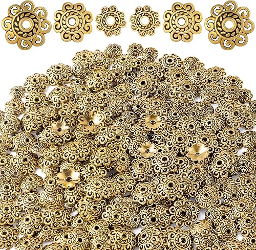 PAGOW 300 cuentas espaciadoras de 0.315 in0.394 in0.472 in, cuentas de flores, tapas de cuentas de flores, San Valentín, cumpleaños, boda,