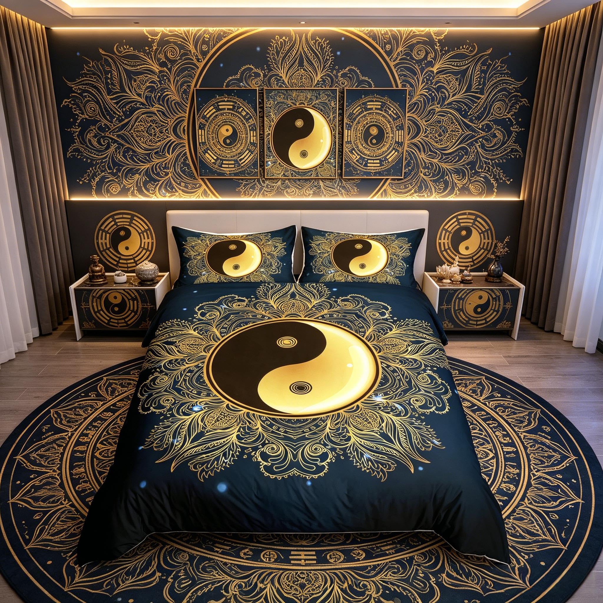 Homemissing Yin Yang Bedding Set for Girls Boys Boho Mandala Comforter Cover Paisley Duvet Coverative Bohemian Exotic Floral Bedding & Linen Single Bedding 2Pcs