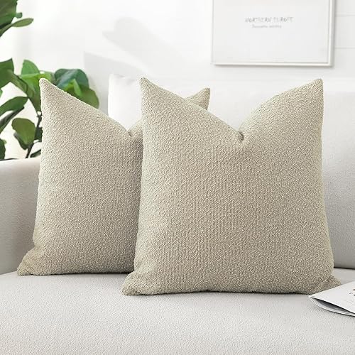 Miniatura 5 de OTOSTAR - Juego de 2 fundas de almohada cuadradas con textura de boucle, fundas de almohada cuadradas, acogedoras, suaves, decorativas, para silla,