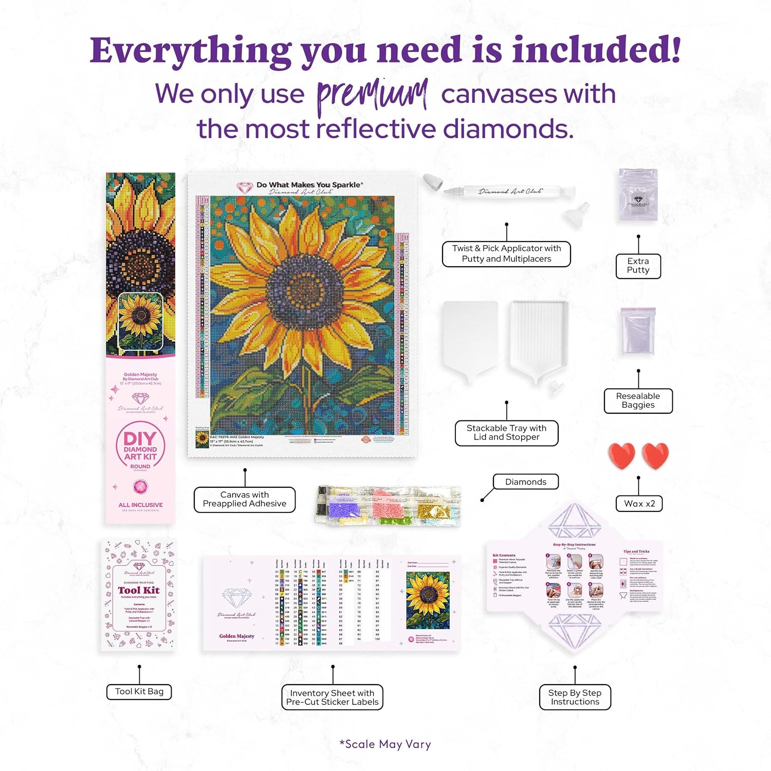 DIAMOND ART CLUB Golden Majesty Diamond Painting Kit, Fun DIY Crafts for Adults, Round Diamond Art Canvas, 13" x 17" (33 cm x 42.7 cm)