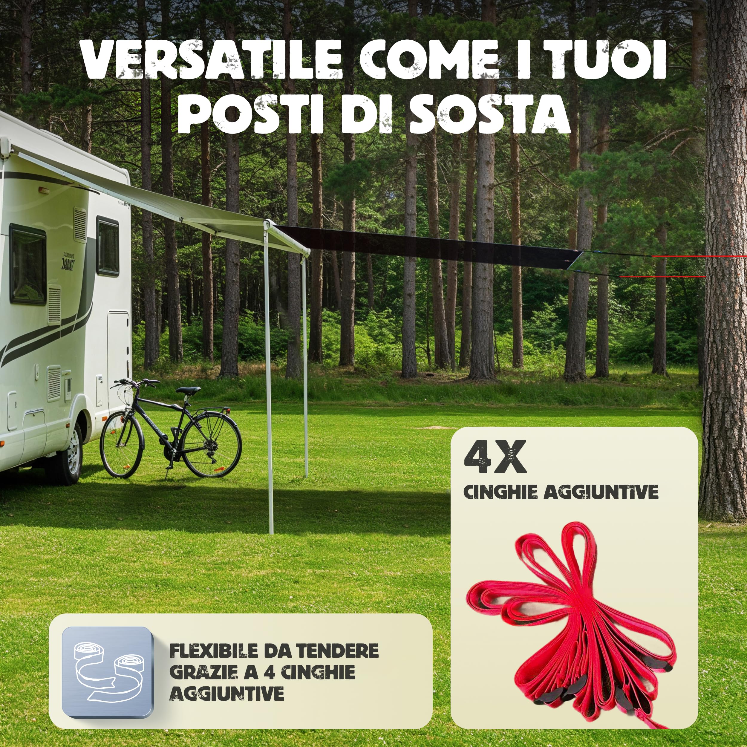 Tenda parasole 3,3 x 2,0 m con bordatura per tenda Thule Omnistor camper | Parasole universale per roulotte e camper, adatto per Thule Omnistor