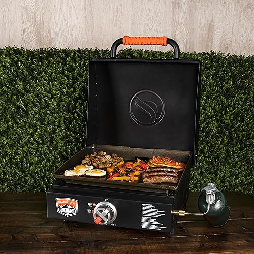 Miniatura 7 de Parrilla Blackstone de 17 pulgadas con capucha, parrilla de mesa para exteriores, parrilla de gas portátil de propano para acampar y parrilla de