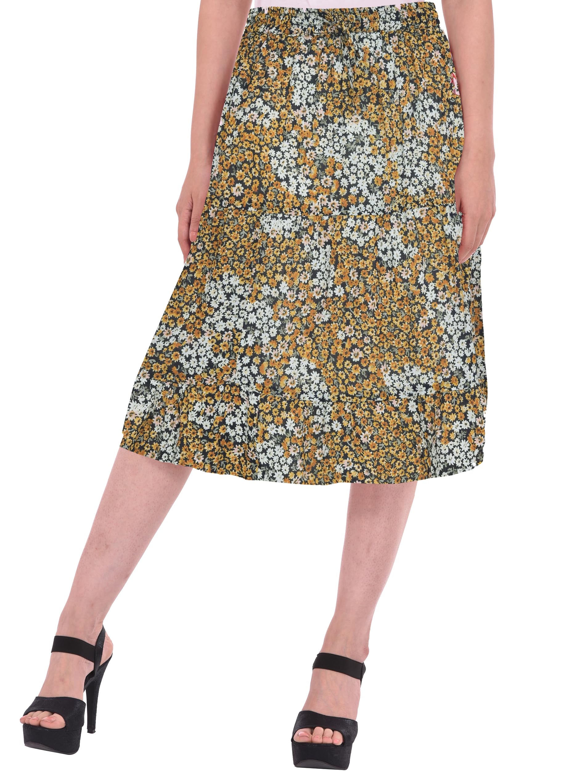 cotton breeze Women's Midi Skirt (FP330_1_Brown_Black_Free Size)-picture-24