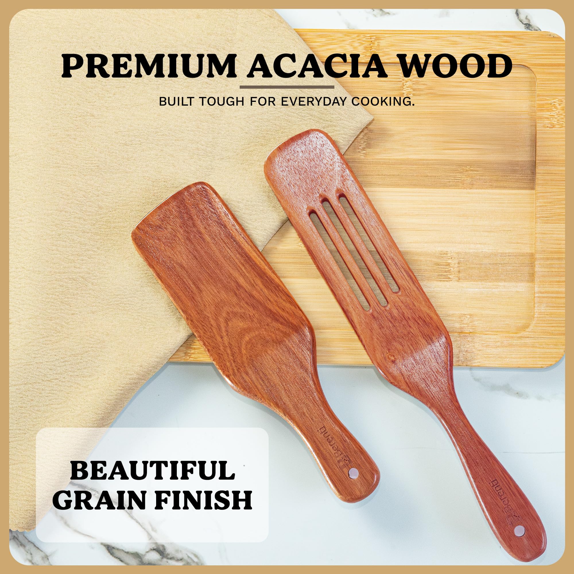 Juego de utensilios de cocina de madera: 10 cucharas de madera diferentes, espátulas de madera y espuelas de madera para cocinar en utensilios de cocina antiadherentes