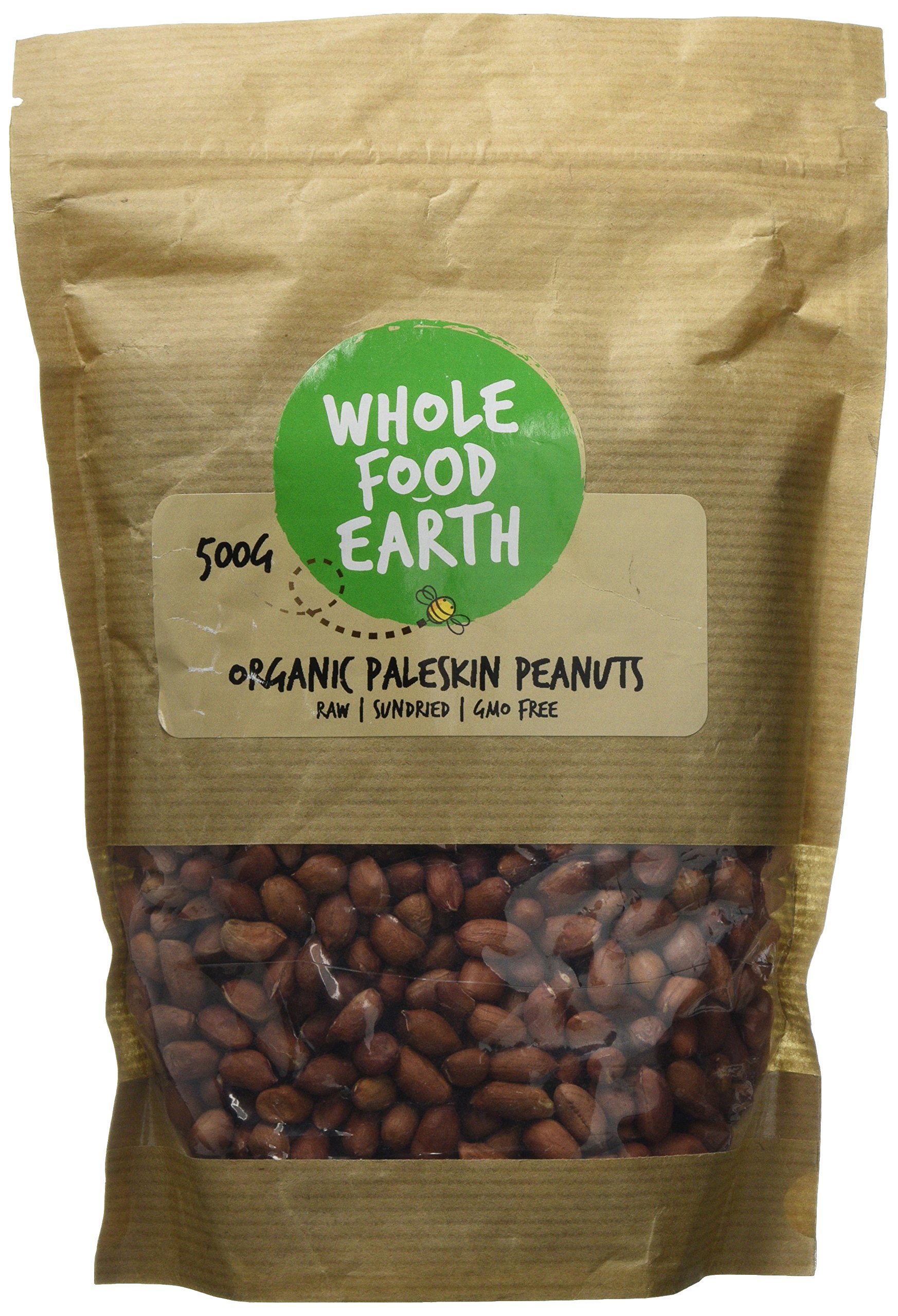 Wholefood Earth Organic Paleskin Peanuts 500g Raw | Sundried | GMO Free | Vegan | High Fibre | Source of Protein | Certified Organic