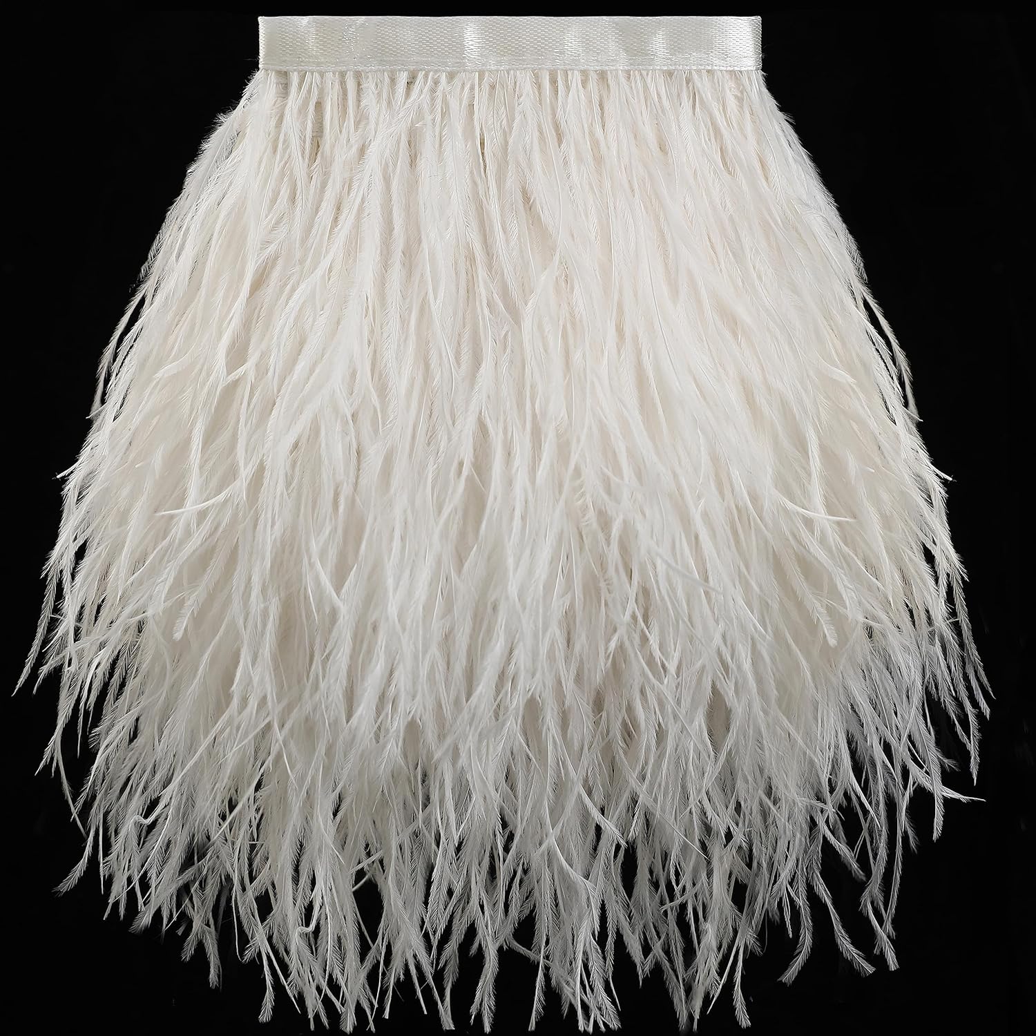 Soarer White Ostrich Feather Trim - 2Yards 5-7inch Feathers Fringe Trim for DIY Sewing Clothing,Wedding,Christmas Home Party(Off-White)