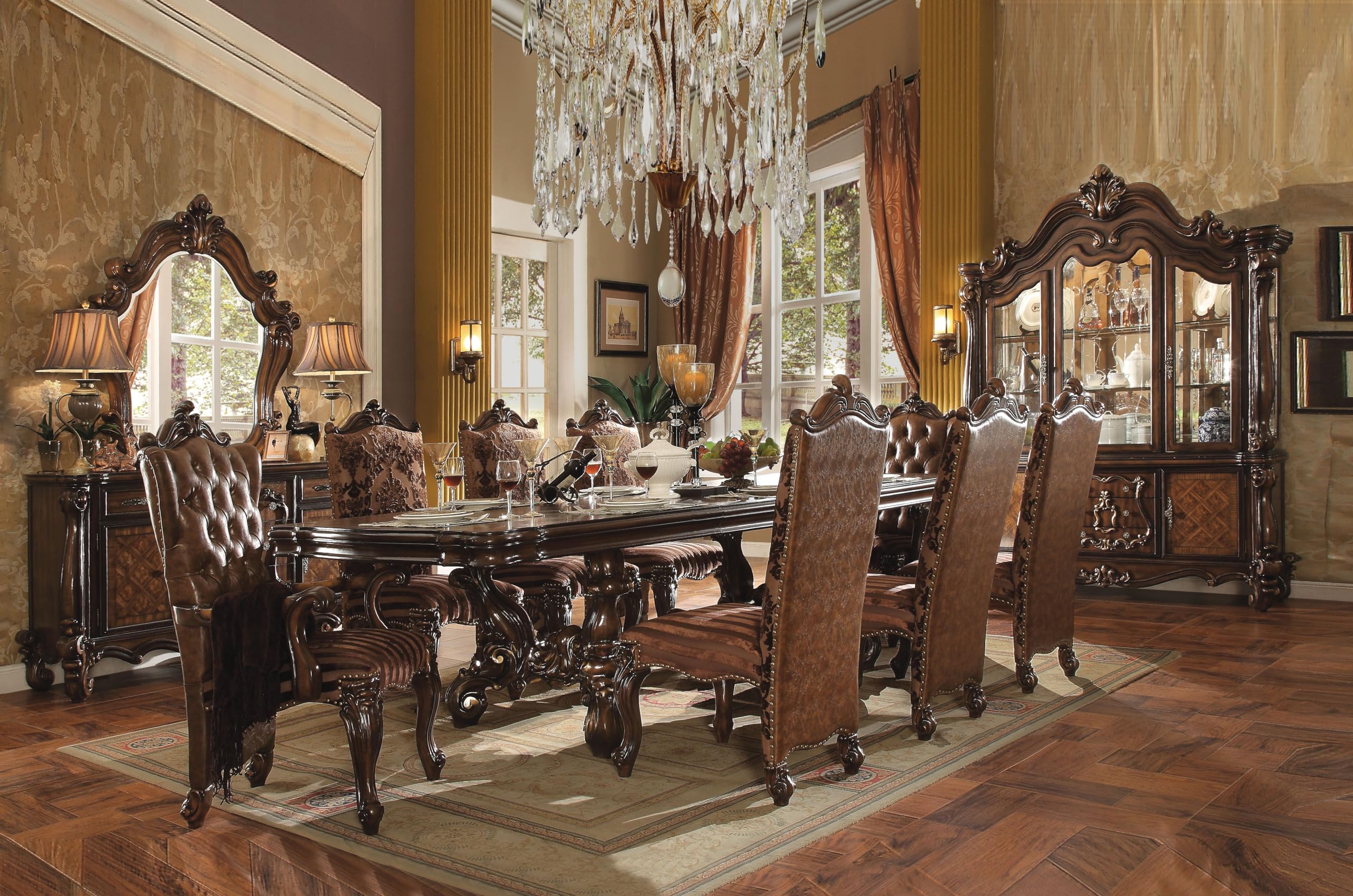 Amazon.com - Cherry Oak Formal Dining Table Set - 9pc, Extendable