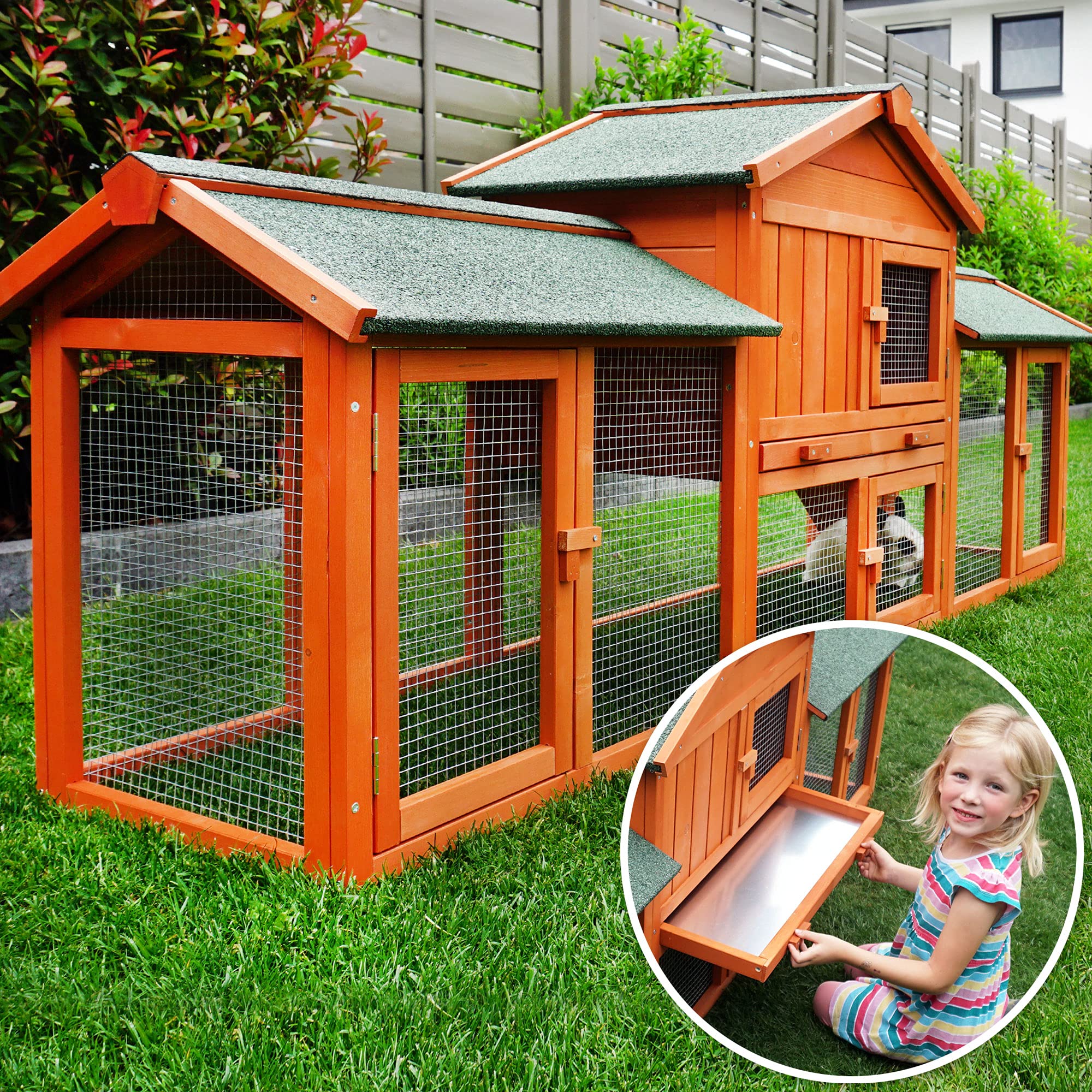 Cage Clapier Enclos Lapin 210x85x54cm Petits Animaux Modele XXL 040