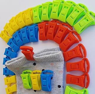 Alcrea 32 Pinces à chaussettes pour machine à laver et sèche-linge. Très confortable et rapide à accrocher, trier et tiroirs. CROCHET pour Étendoir à linge. Petites. Plastique sans acier.