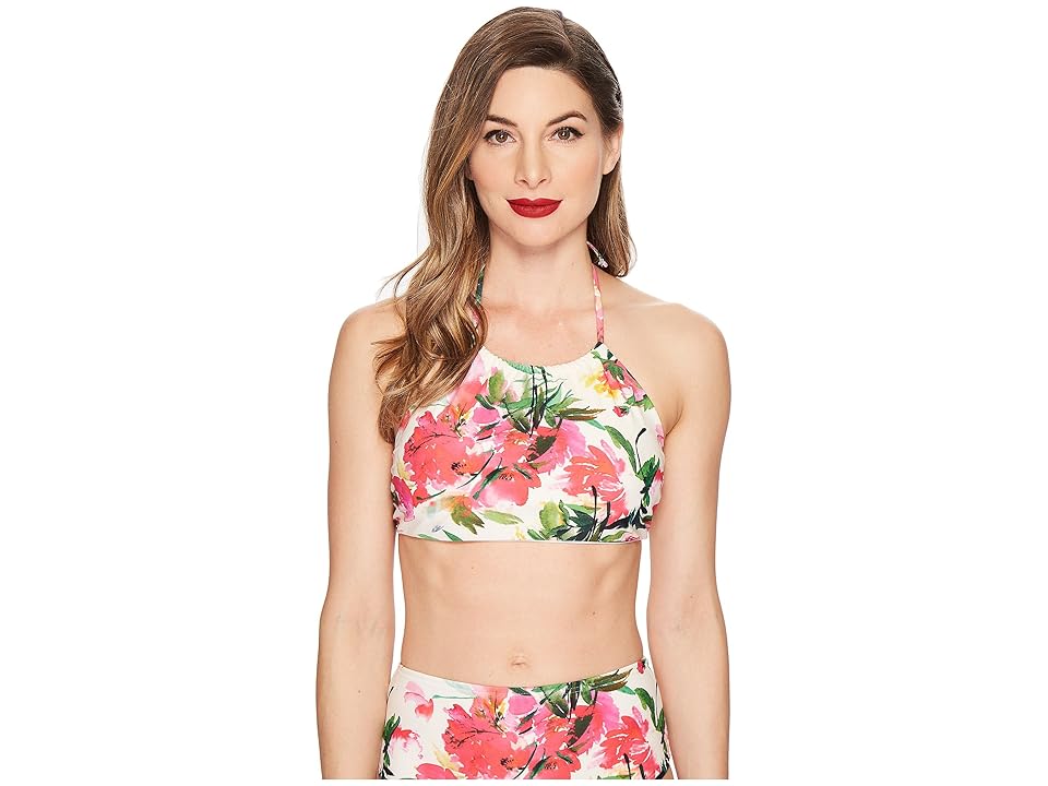 

Unique Vintage Laguna Halter Swim Top (Multicolor Summer Flower) Women's Swimwear, Multi