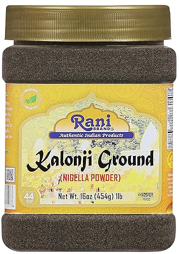 Rani Kalonji en polvo (semillas negras, nigella sativa, comino negro) molido, 16 oz (1 libra) tarro de PET de 16.01 oz  Todo natural  Apto para