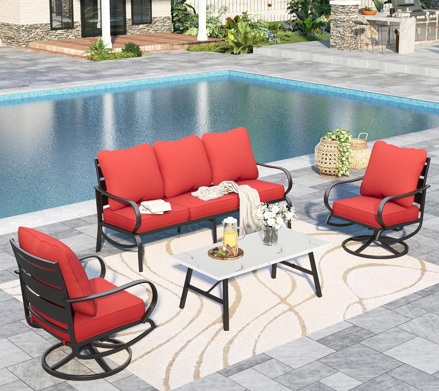 Sophia & William Patio Furniture Sets 5 Seats Outdoor Metal