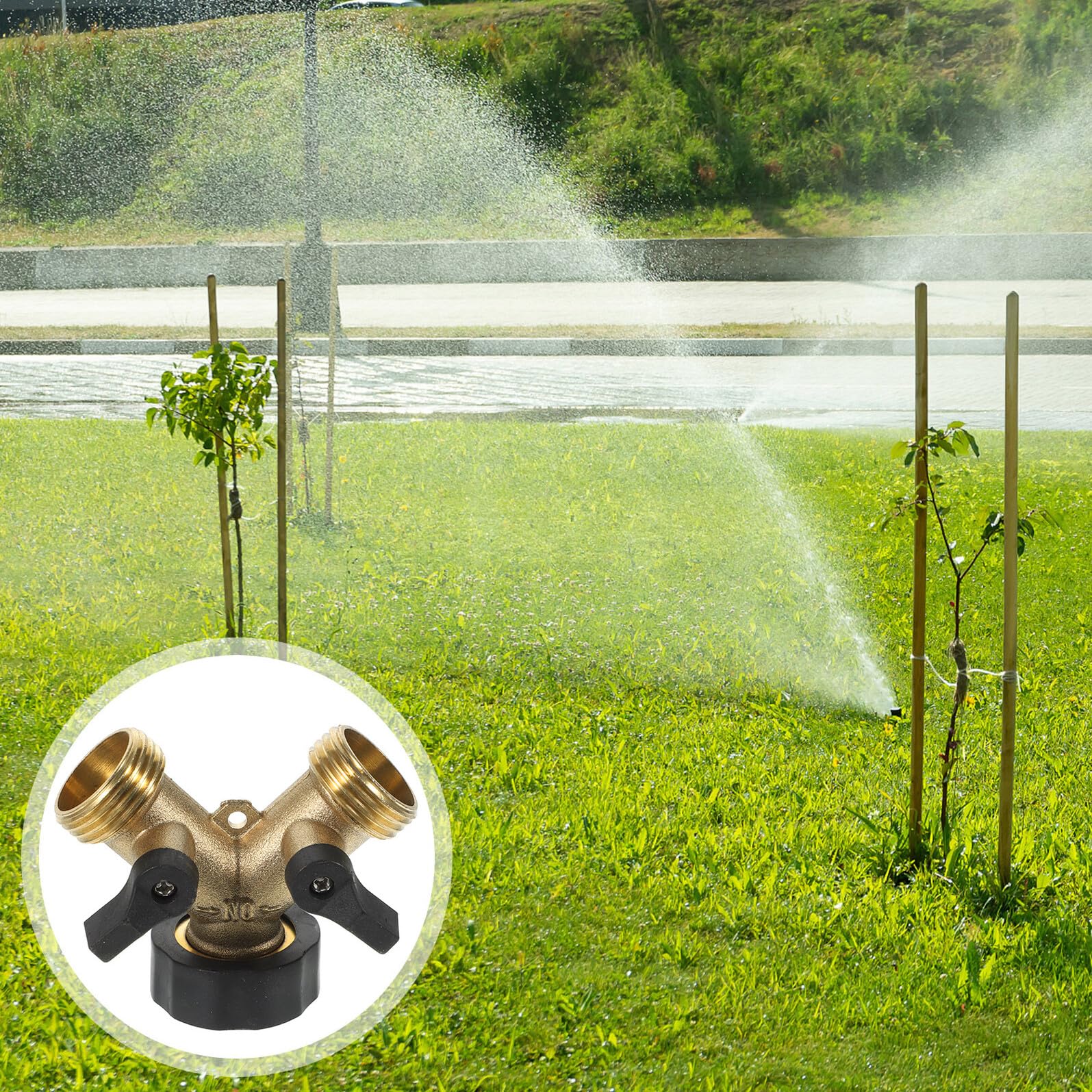 COLLBATH Y-förmiger Schlauchverteiler aus Messing, 2 Stück, Gold