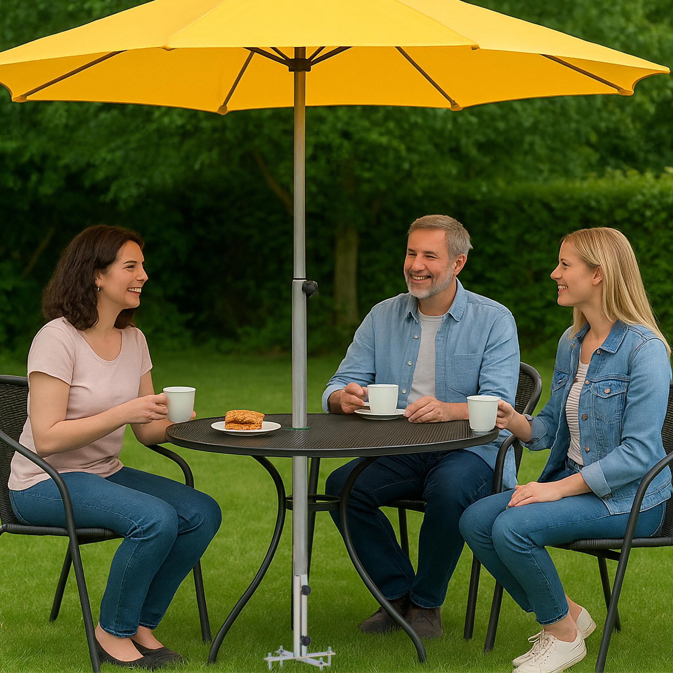 Relaxdays Piquet pour Parasol, 25-40 mm, Parasol de Plage et étendoir, Support respectueux du Gazon, argenté
