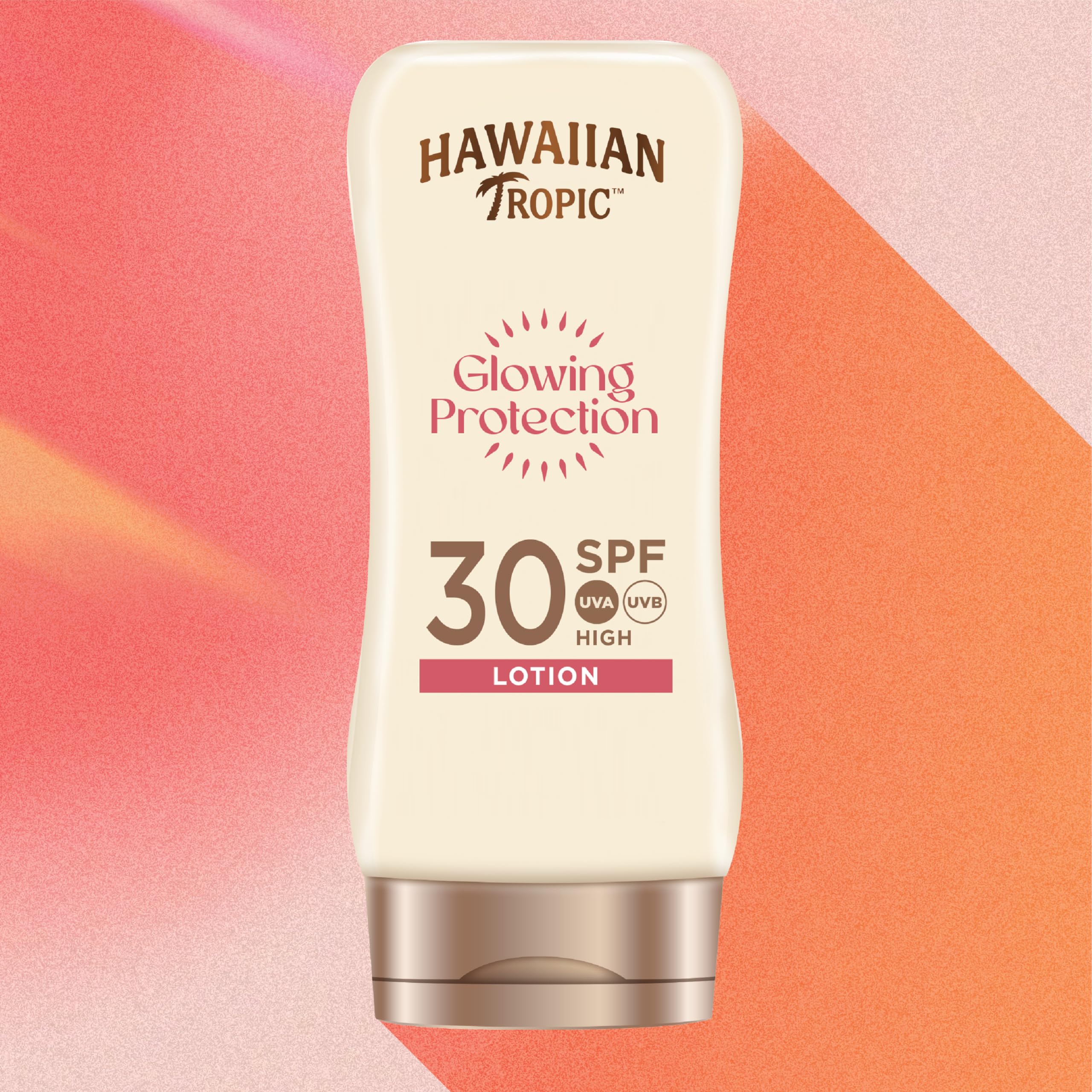 Hawaiian Tropic | Glowing Protection Lozione Solare SPF30, Protezione UVA + UVB, 180 ml, Profumazione Tropicale, con Burro di Karité, Resistente all'Acqua, Vegano