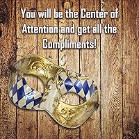 Vista 6 de Masquerade Mask For Men - Antique Look Mask for Halloween, Venetian Party, Masquerade Party, Mardi Gras, & Prom Azul / dorado medio cuadros