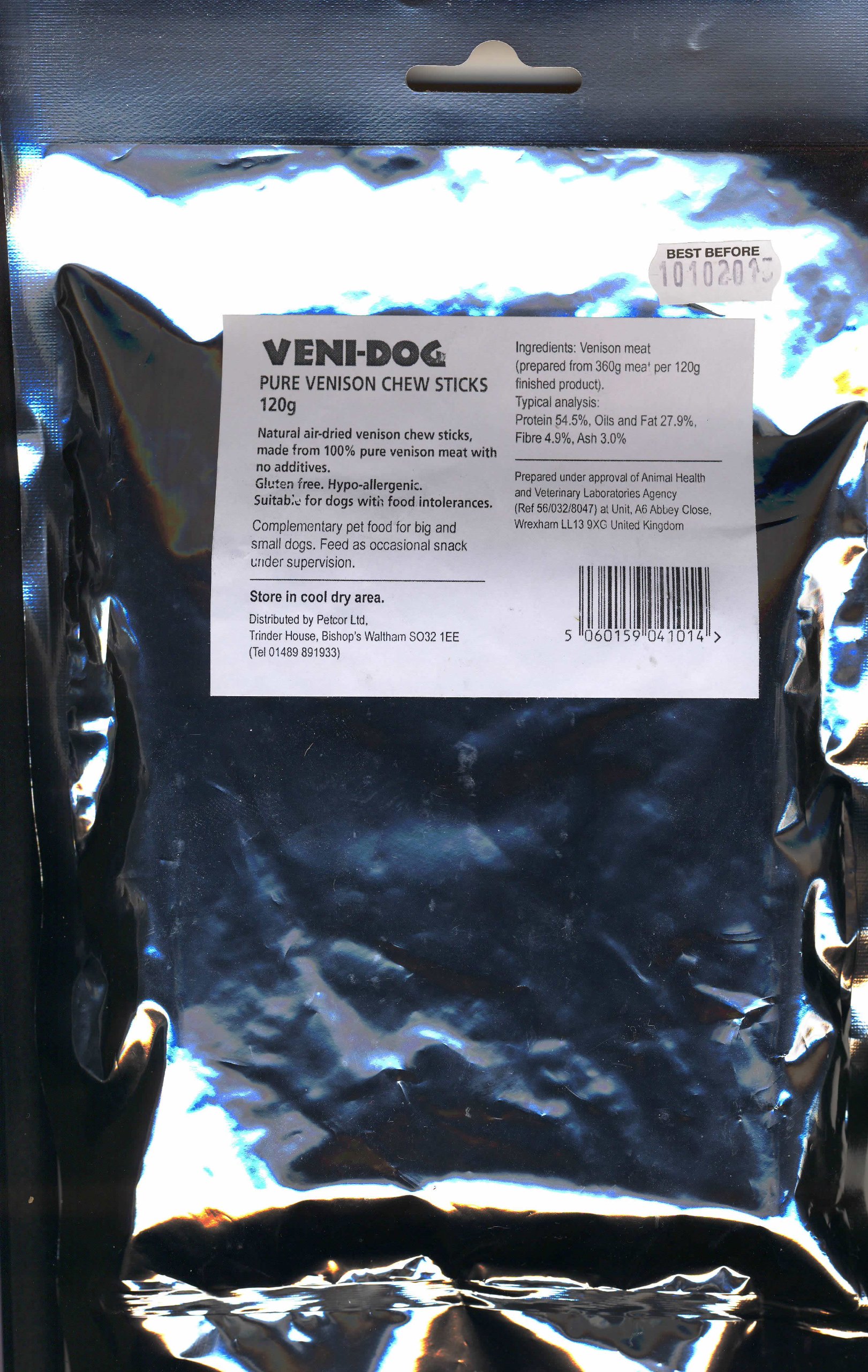 Veni-Dog V105 Pure Venison Meat Chew Sticks 75g, 7.5 g (Pack of 10) - Image 2