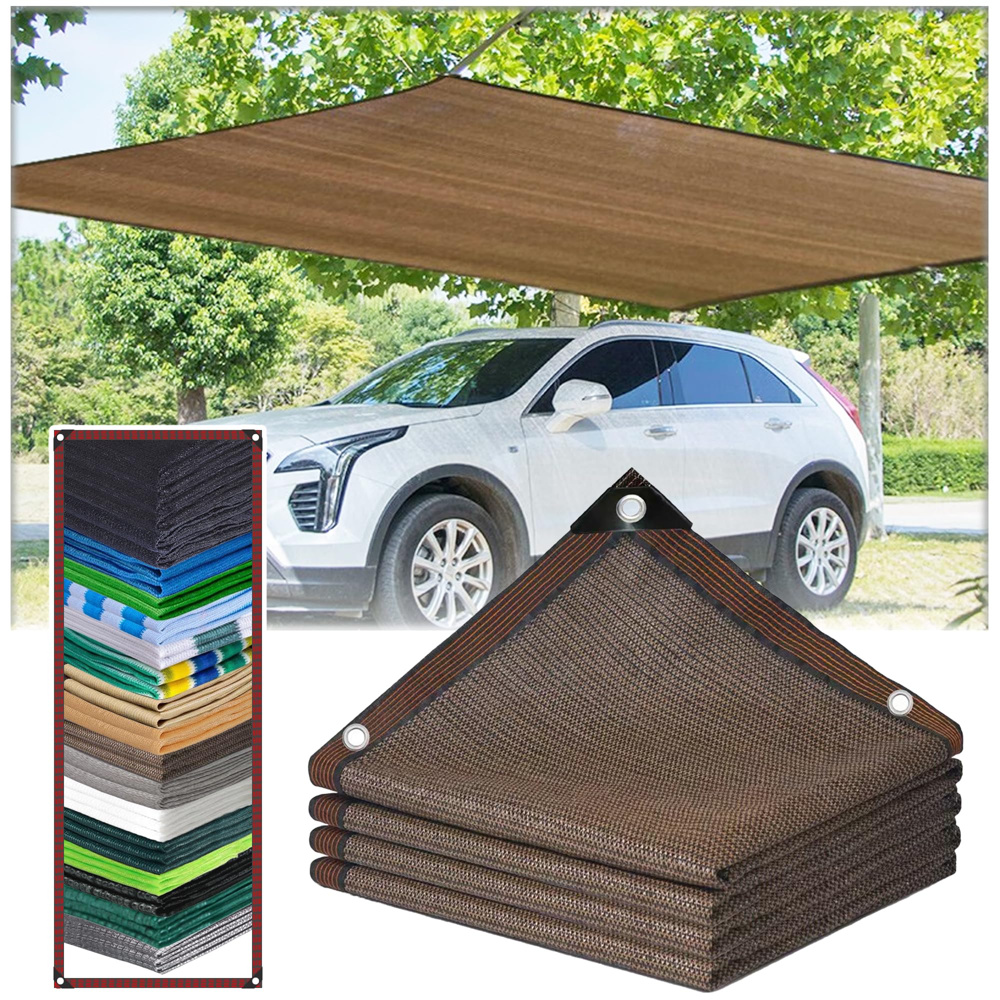 KLGFBDC Outdoor Shade Sail with Eyelets 90% UV Protection Brown 4x9m Canopy for Garden Pergola Greenhouse Plant Cover Sunshade Awning for Patio.