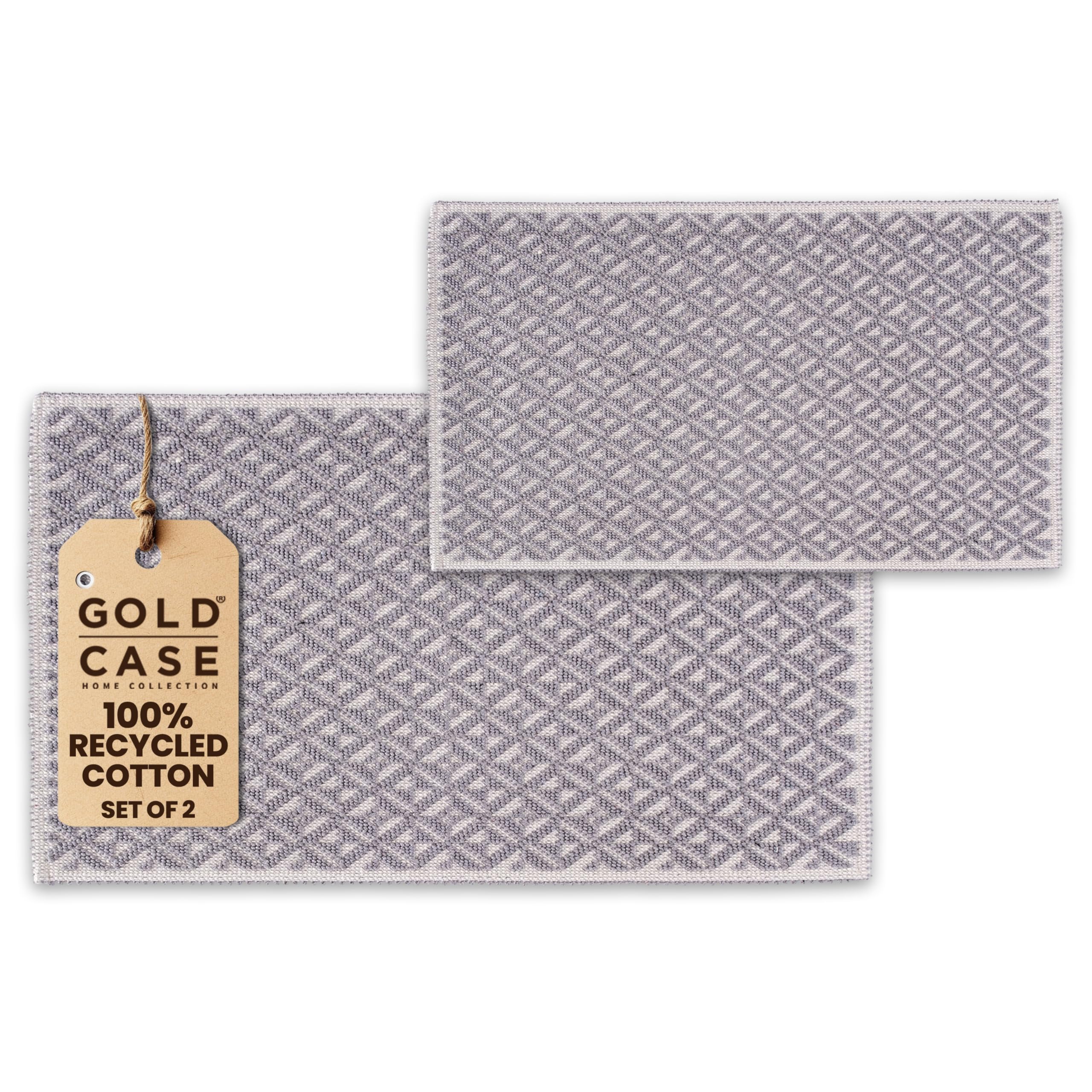 Bathroom Rugs 100% Cotton (Set of 2) – Absorbent Turkish Bath Mat Sets – Washable Rug for Floor & Tub – Non–Slip Bath Mats for Bathroom – Quick Dry