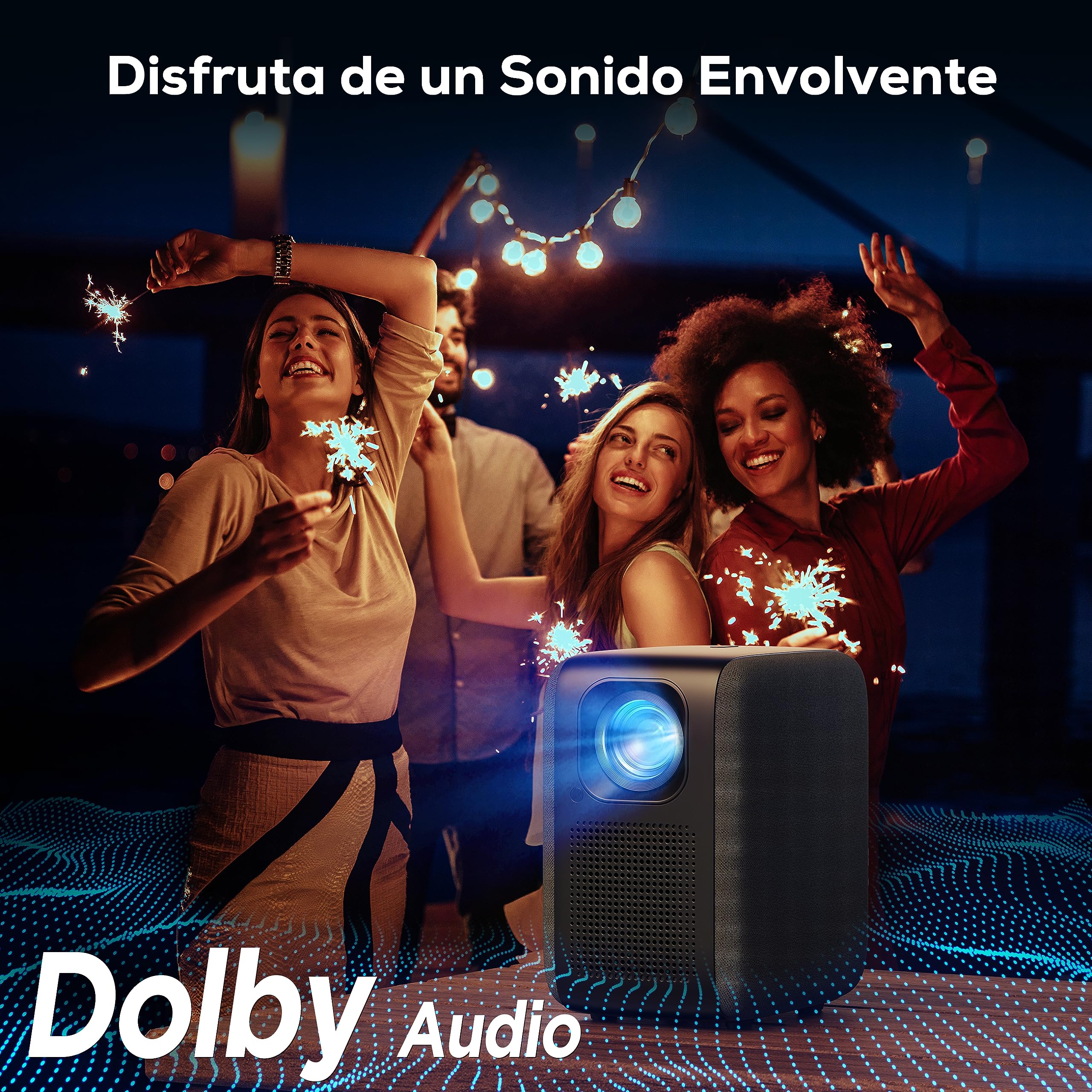 Proyector Portátil,【Netflix/Prime Video/Youtube】 Nativo 1080P 20000 Lúmenes 4K Soporte, iZEEKER Proyector WiFi Bluetooth, Dolby Audio, HDR10, Enfoque Eléctrico, 4D/4P Keystone para Android/PC/USB