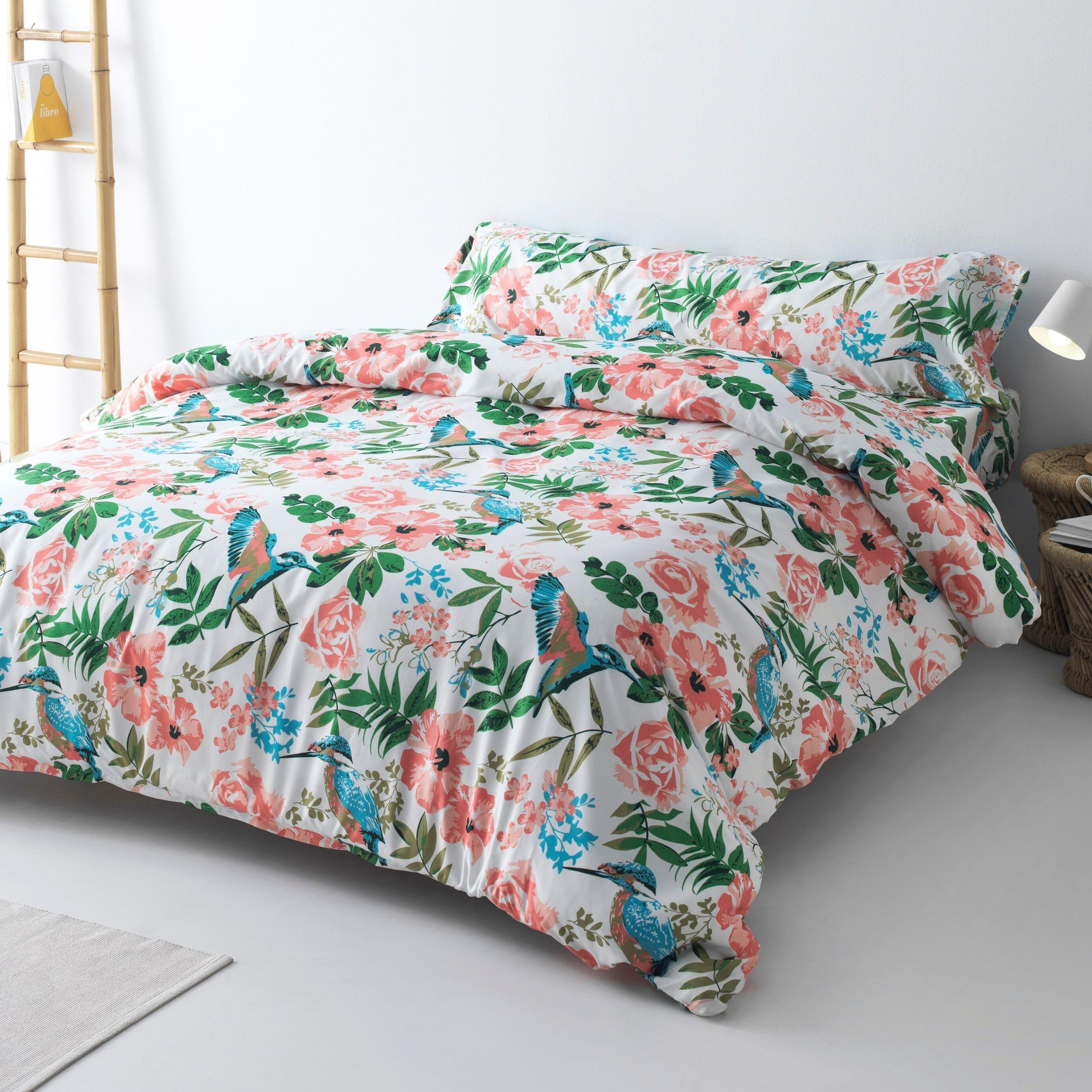 Funda Nórdica Cama 90 – Juego de 3 Piezas (Funda Edredón 150x220, Sábana Bajera Ajustable 90x190, Funda Almohada 45x110) – 100% Microfibra Suave 200 g/m2 – Ropa Cama con Estampado Moderno (Rosa)