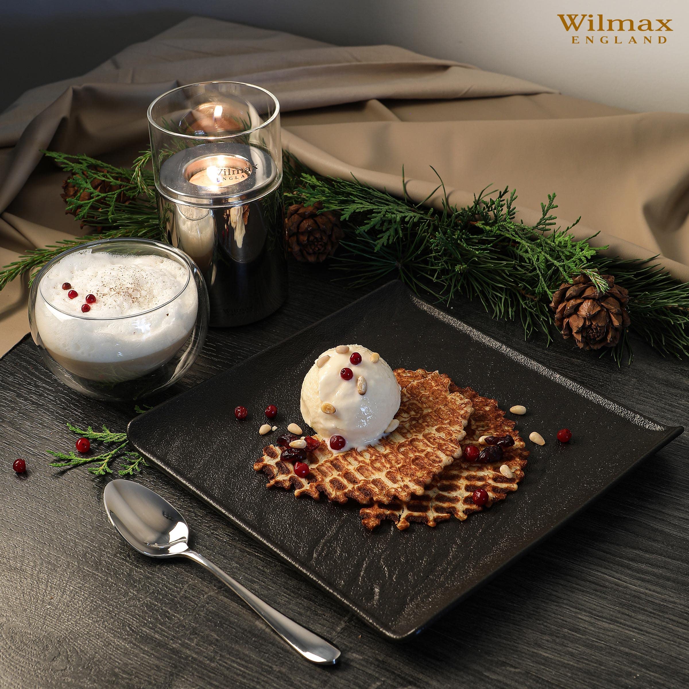 Wilmax - Piatti quadrati - 3 pezzi - Effetto pietra - Non si ossida - Adatti al forno - Lavabili in lavastoviglie - Adatti al contatto con gli alimenti - 21,5x21,5 cm