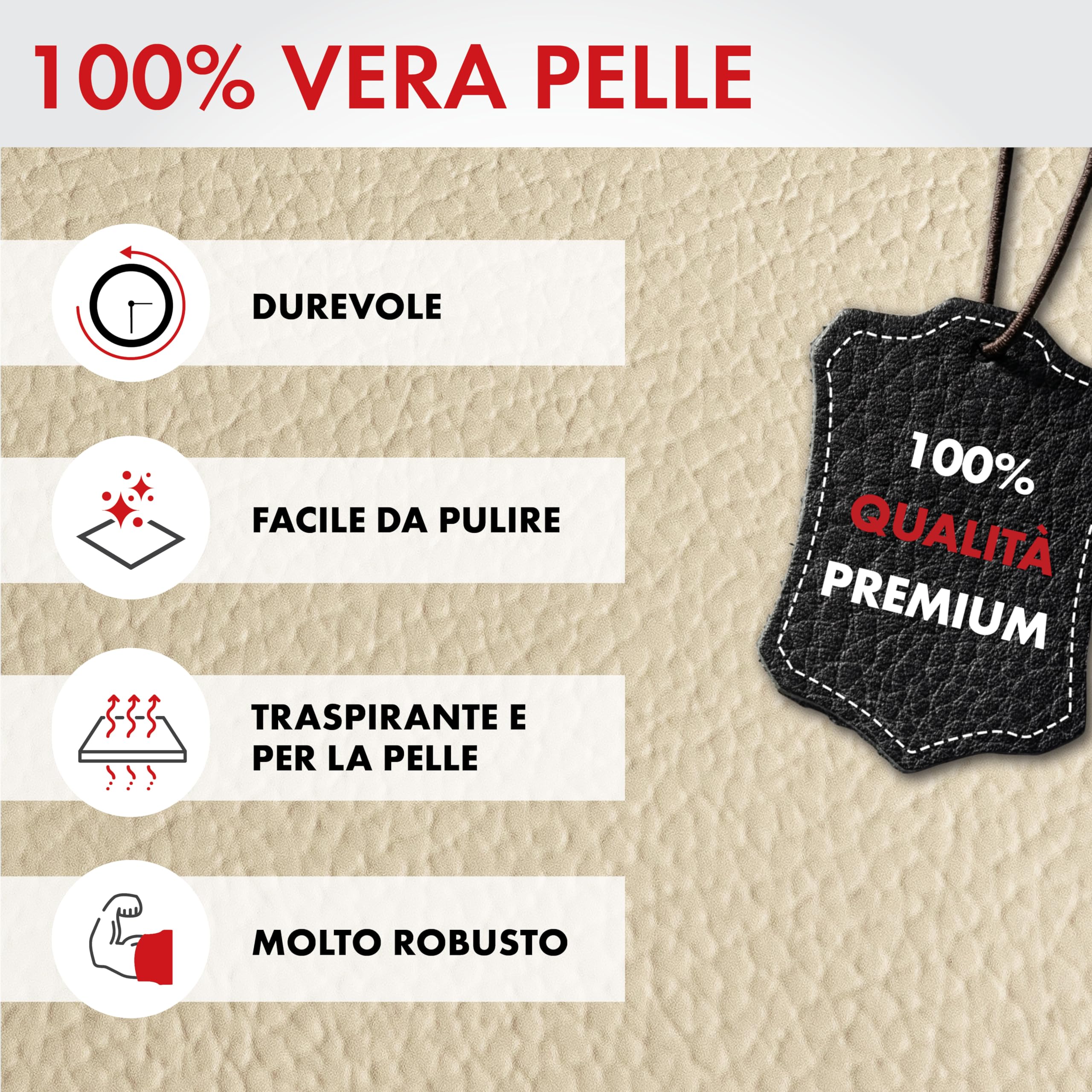Walser coprisedile auto Billy in vera pelle, copertura in pelle di alta qualità, coprisedile in vera cuoio in misura universale beige 19636