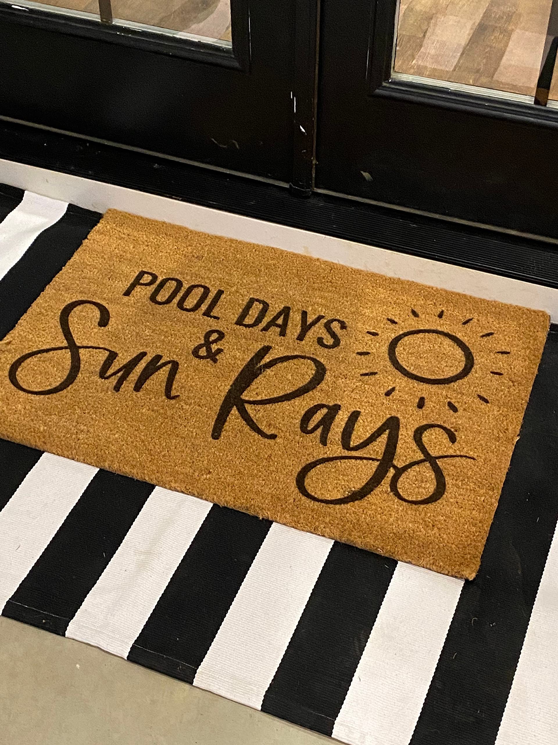 Generic Pool Days and Sun Rays Doormat 36x24 Inch Blue Modern Non-Slip Water Resistant Indoor/Outdoor Rug — image 1