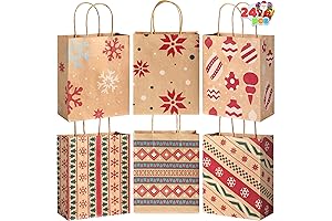 JOYIN Christmas Gift Bags - Festive Holiday Paper Goodies for Parties and Classrooms