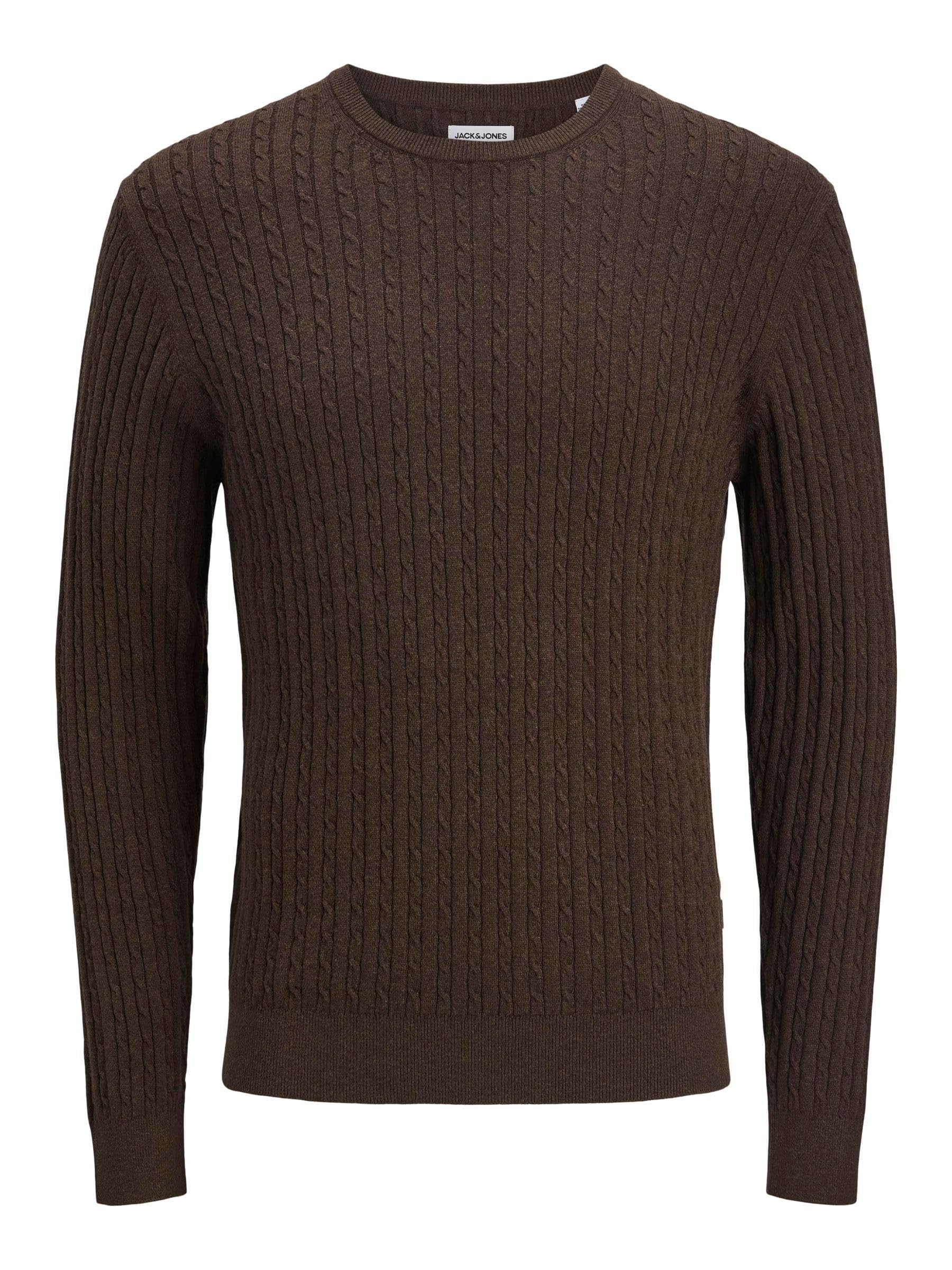 JACK & JONES Jjeemil Knit Cable Crew Neck Noos, Mulch, S