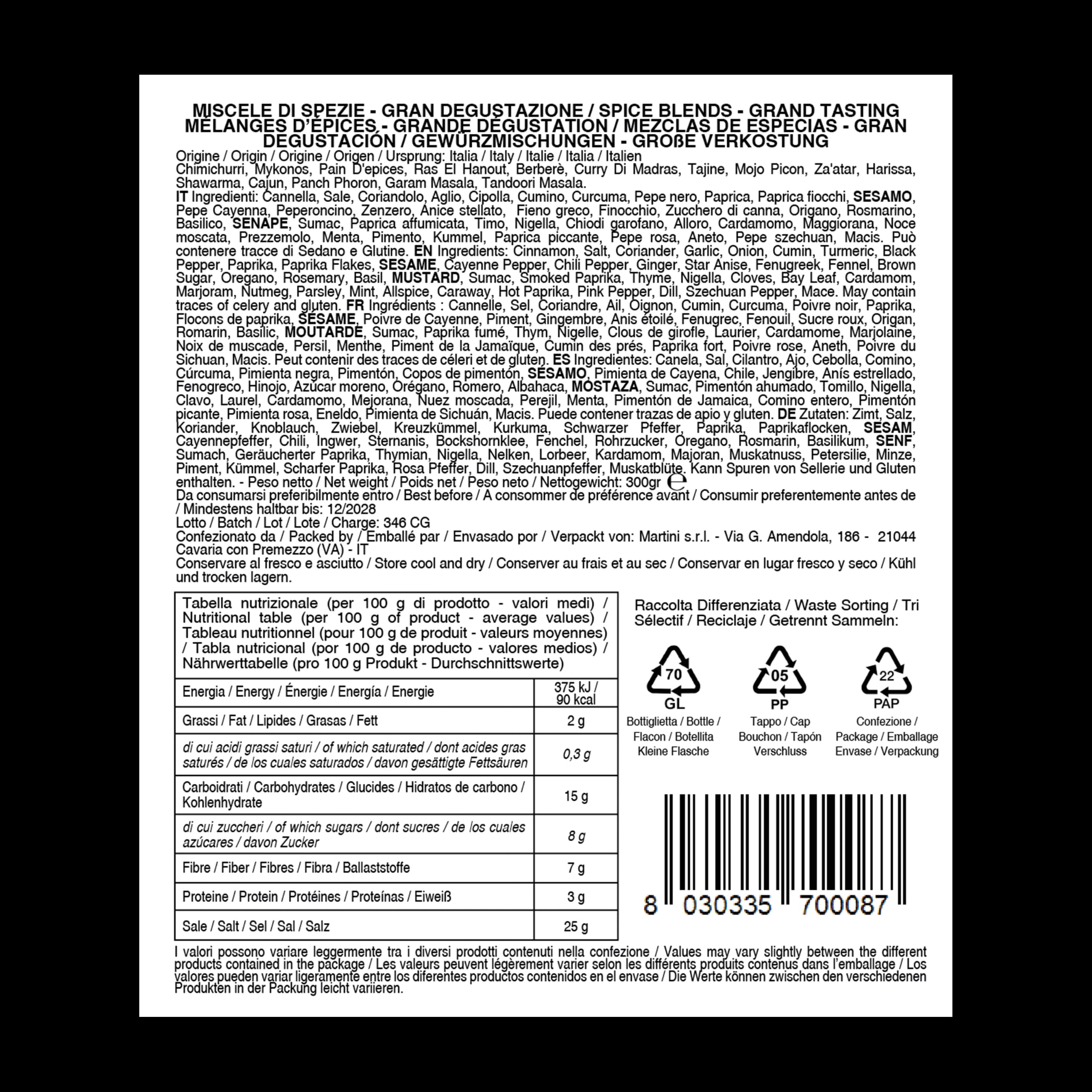 Bembo Set Regalo con 15 Mezclas de Especias – Colección Degustación | 15 mezclas de especias para observar, oler, probar y comparar. Un viaje sensorial por los sabores del mundo.