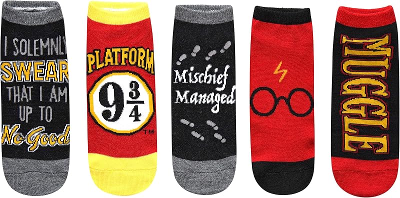Harry Potter Solemnly Swear Muggle Platform 9 3/4 5 Pack Ankle Socks