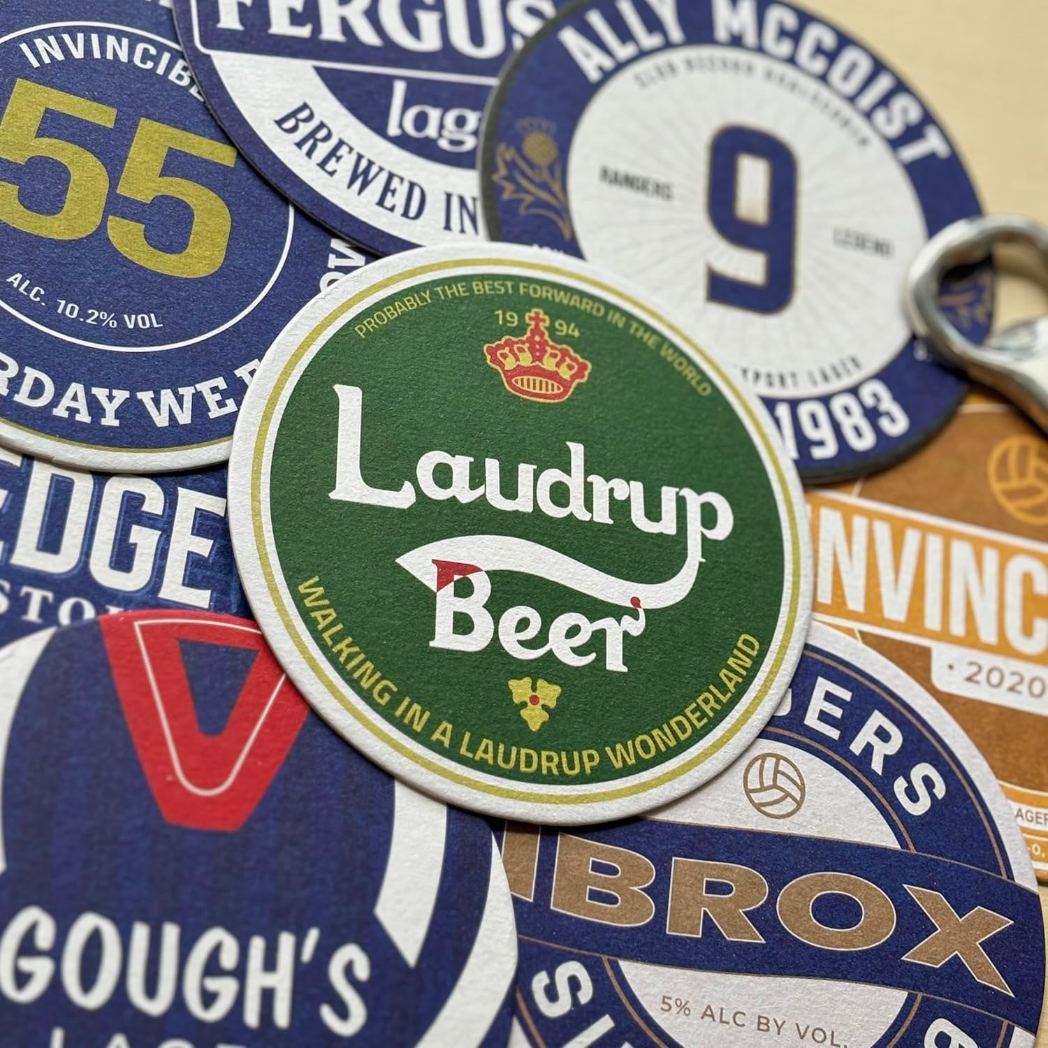  Rangers Football Beer Mat Coasters - Perfect for a Gift or Present for Any Rangers Fan (8-Pack) 