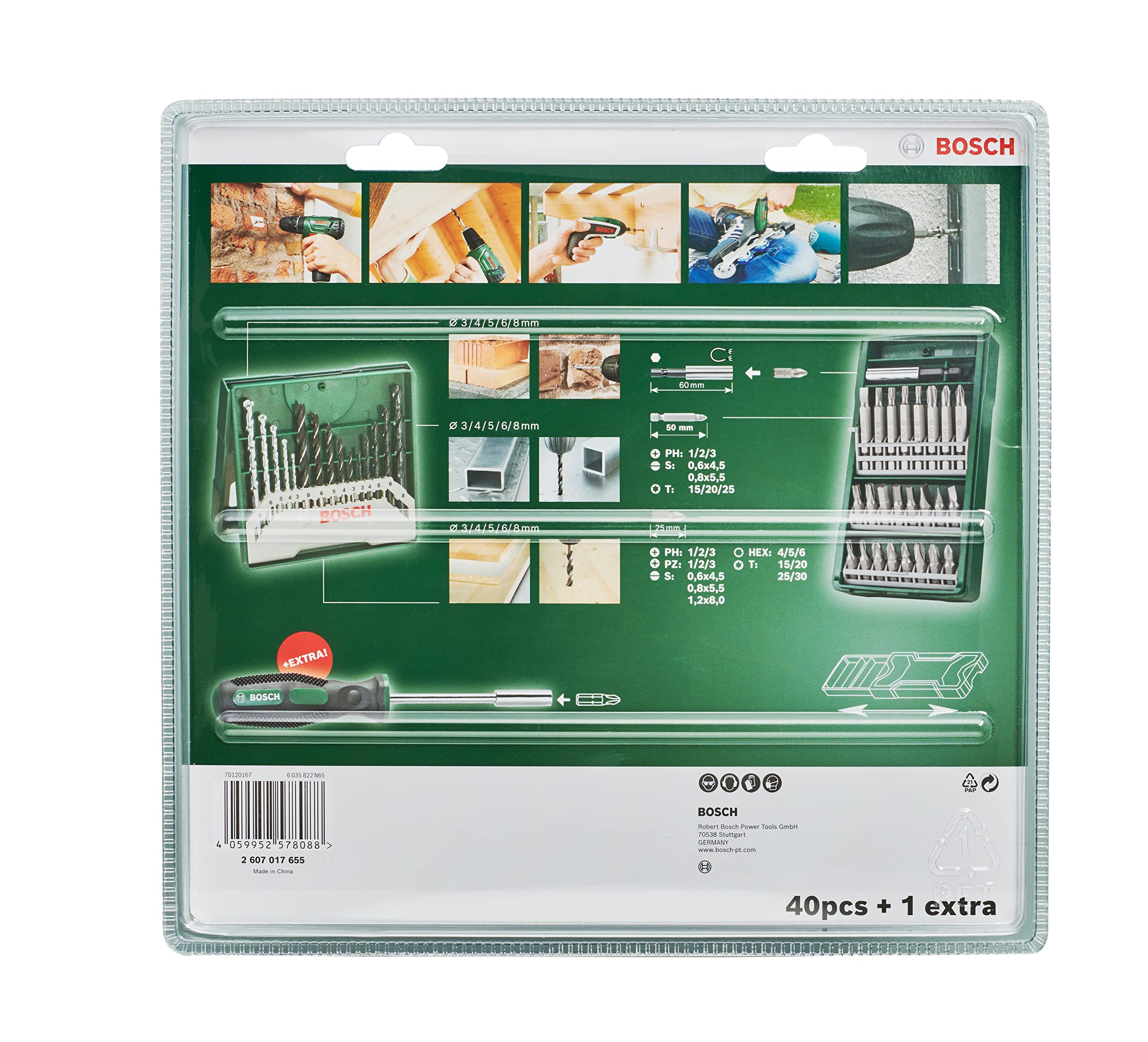 Bosch Accessories Mini X-Lin 2607017655 - Juego de puntas de destornillador (41 piezas, incluye destornillador)