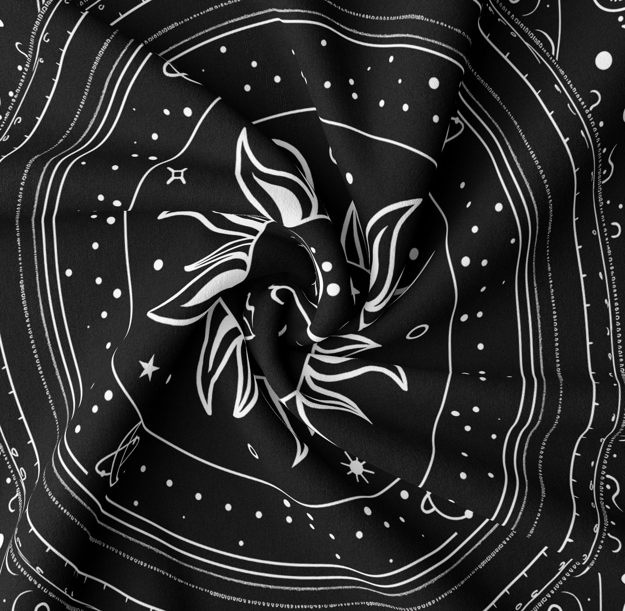 Wandteppich Mit 12 Sternzeichen & Yin Yang - Schwarz-Weiß, Mystisch, 88,9 X 119,4 Cm