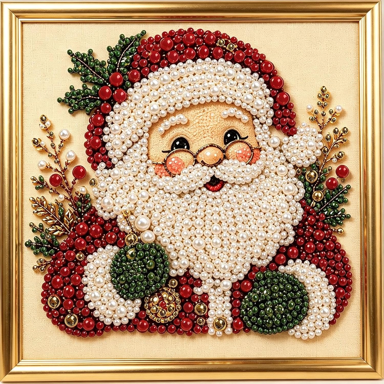 Christmas Pearl Diamond Art Kit for Adults, 8*8 in Santa Pearl Painting