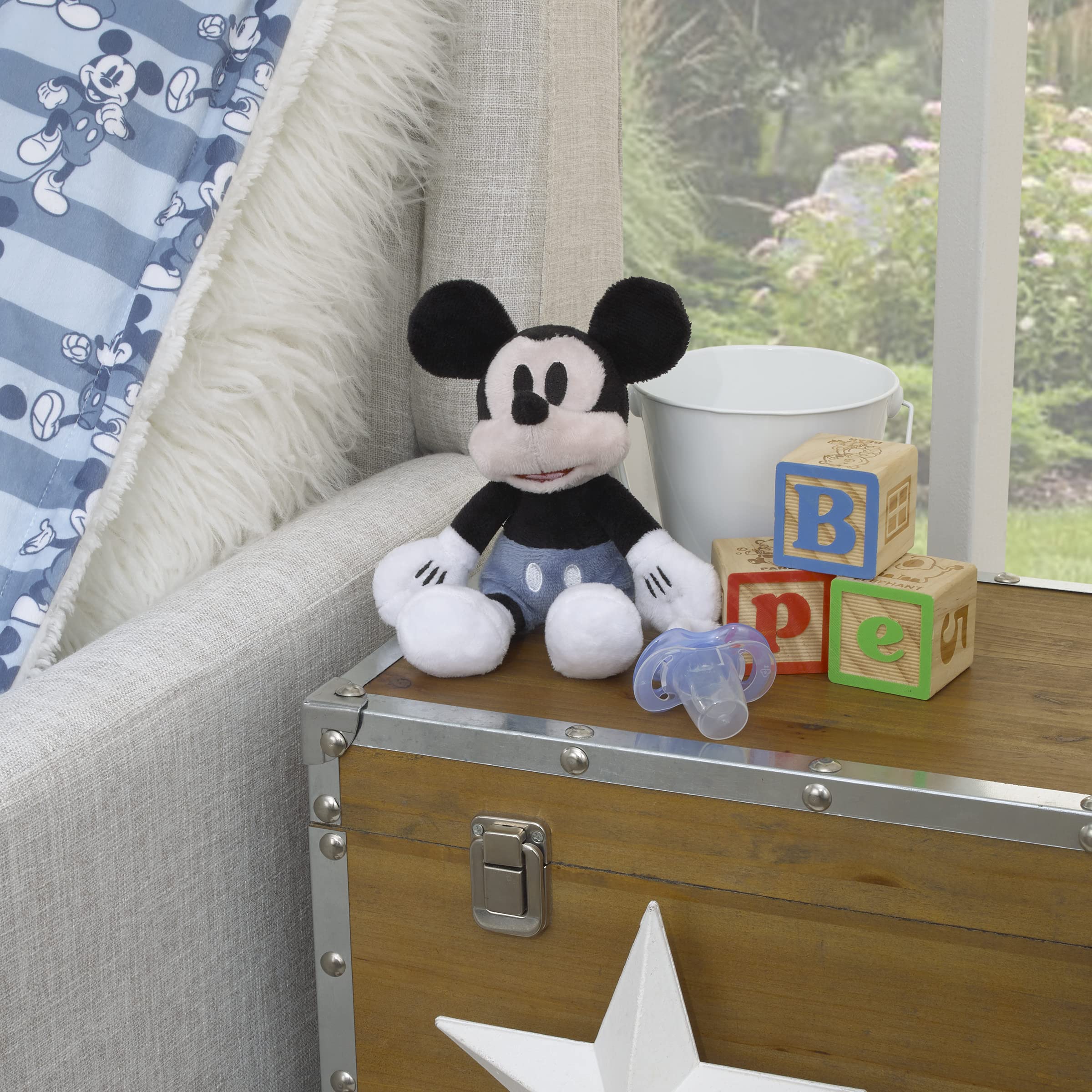 Disney Mickey Mouse Schnullerhalter aus Plüsch, Weiß, Blau und Schwarz