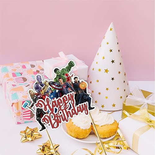 Miniatura 6 de Seyal Decoración para pastel de feliz cumpleaños de Suprhero