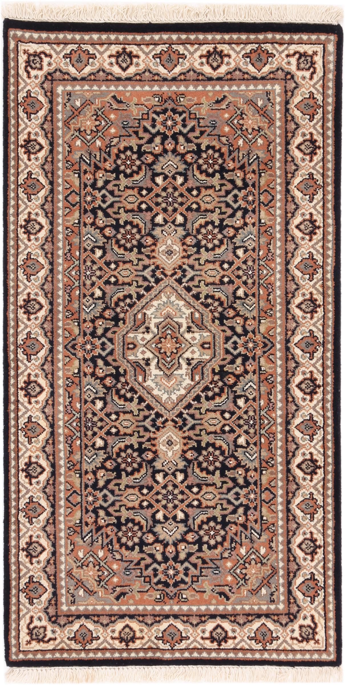 Tapis laine Indo Bidjar 74x141 d'exception noué main de style oriental