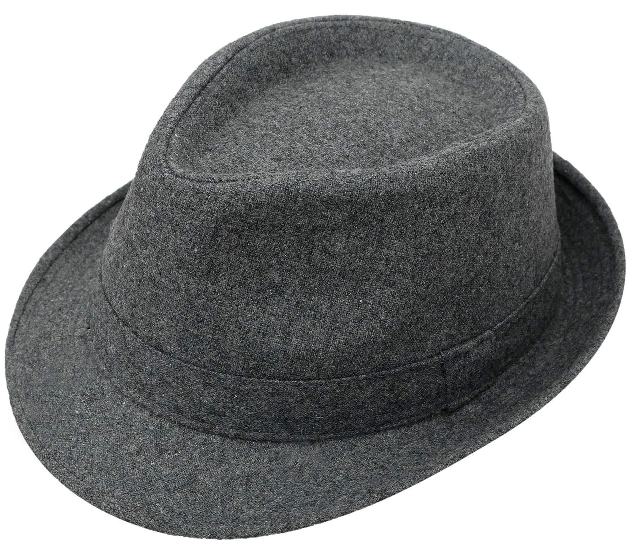 YOUNG LOVEMen's Classic Manhattan Structured Gangster Trilby Fedora Hat, C.Grey
